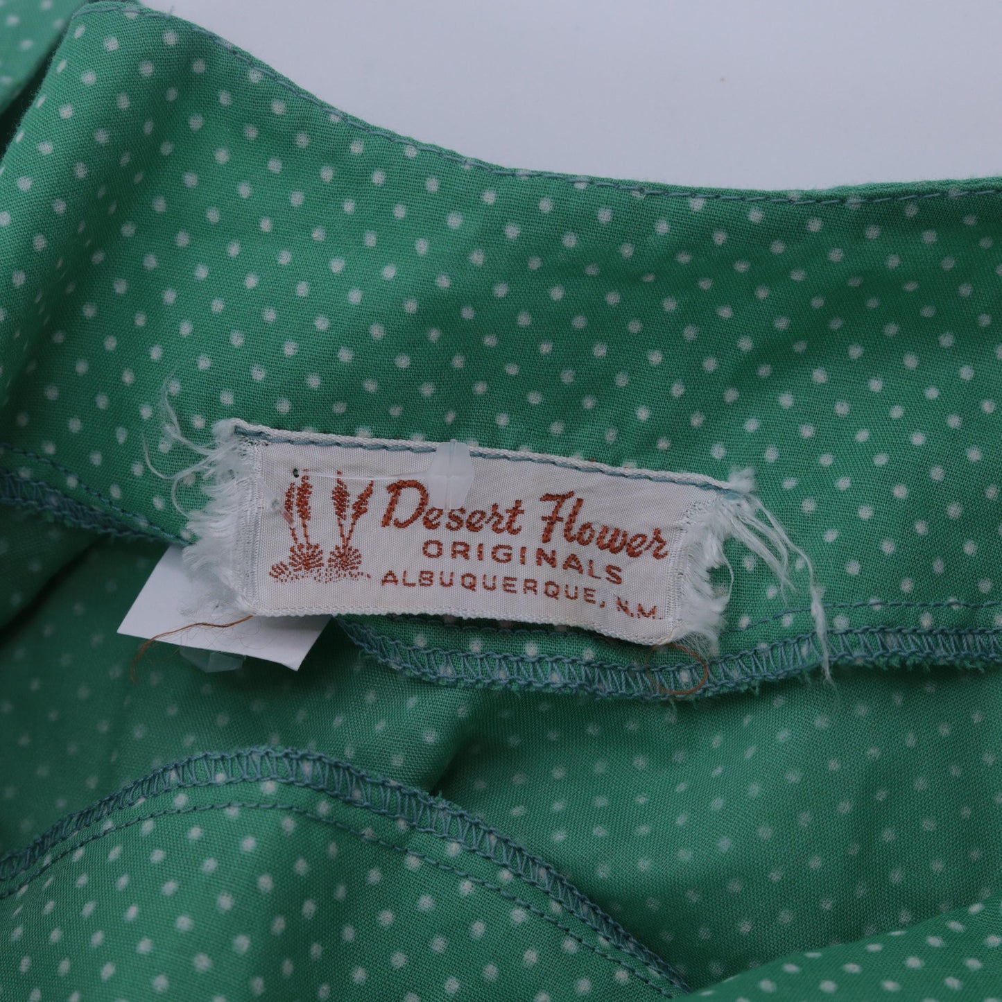1950s Western Square Dance Dress Green Polka Dot Lace Trim Full Skirt Small