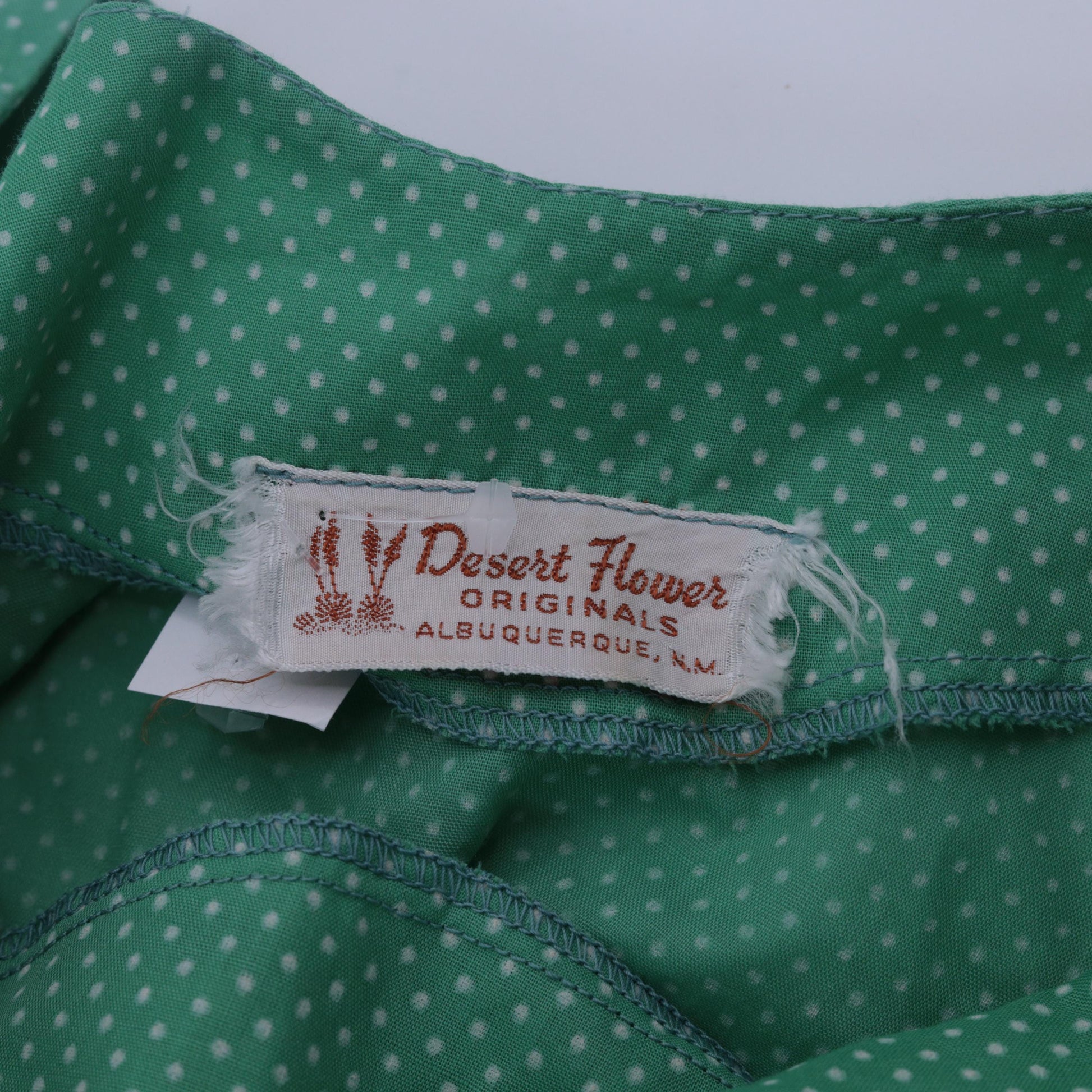 1950s Western Square Dance Dress Green Polka Dot Lace Trim Full Skirt Small