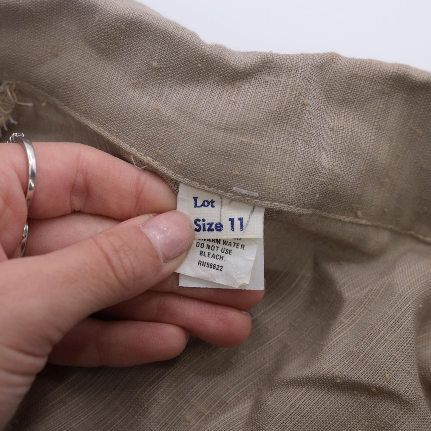 80s Taupe Button-Up Midi Shirtdress High-Waisted Cream Pencil Skirt Small