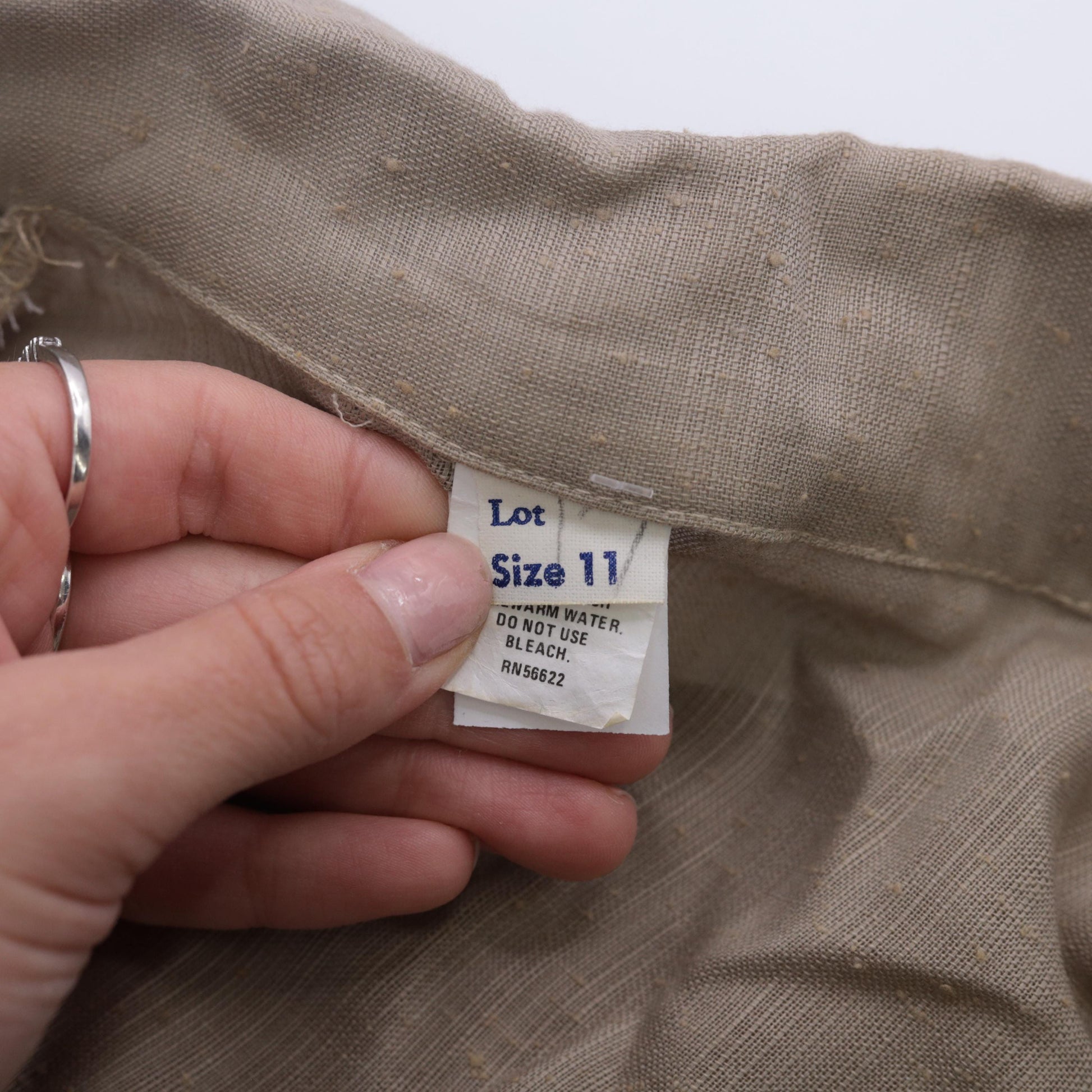 80s Taupe Button-Up Midi Shirtdress High-Waisted Cream Pencil Skirt Small