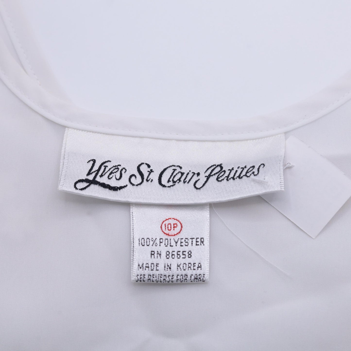 90s Yves St. Clair White Floral Embroidered Tank Top Scoop Neck Petite Medium
