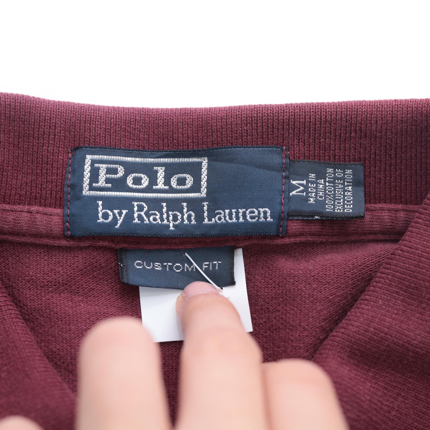 90s Polo Ralph Lauren Burgundy Cotton Polo Shirt Yellow Logo Medium M