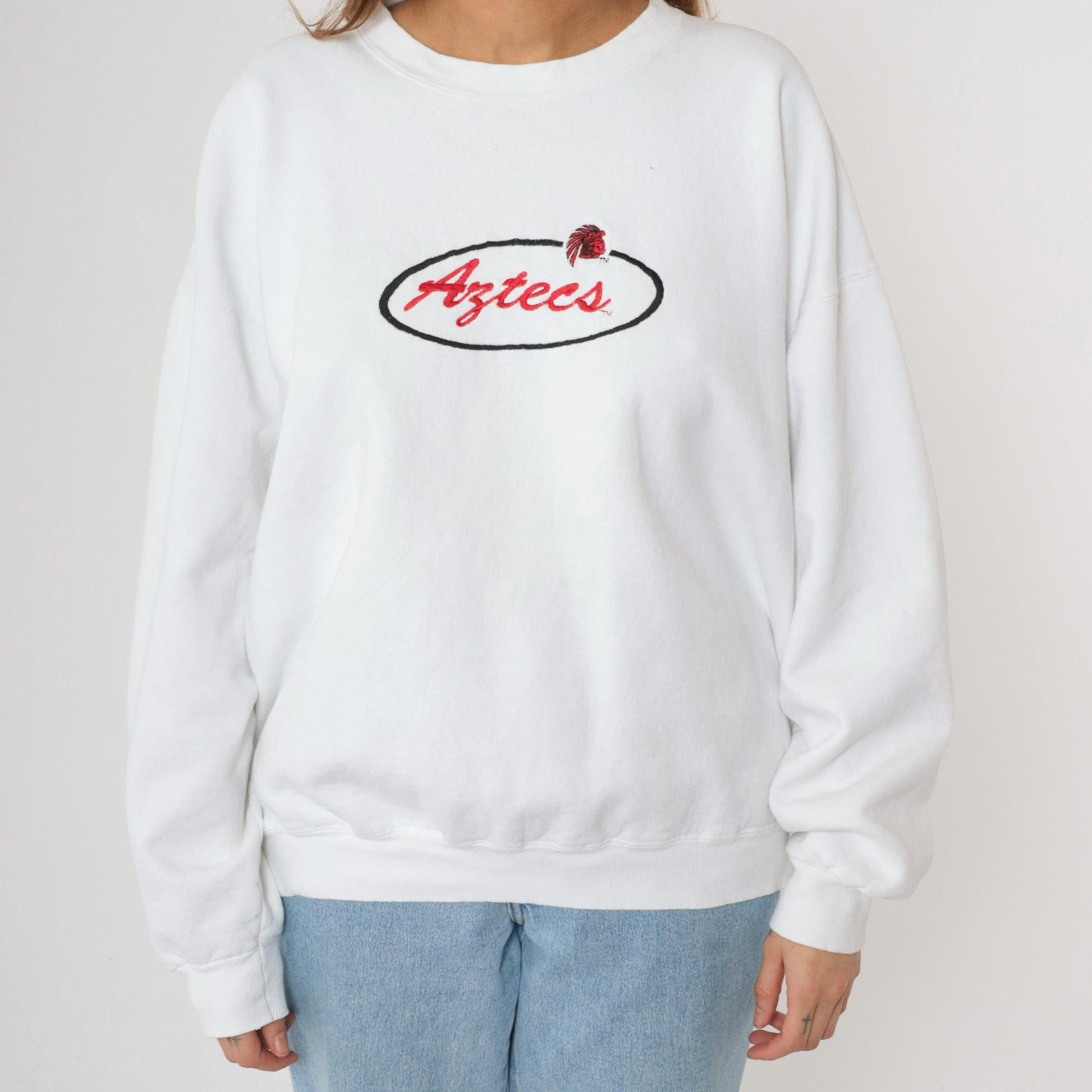 90s SDSU Aztecs San Diego State University Sweatshirt White Graphic Crewneck Extra Large XL