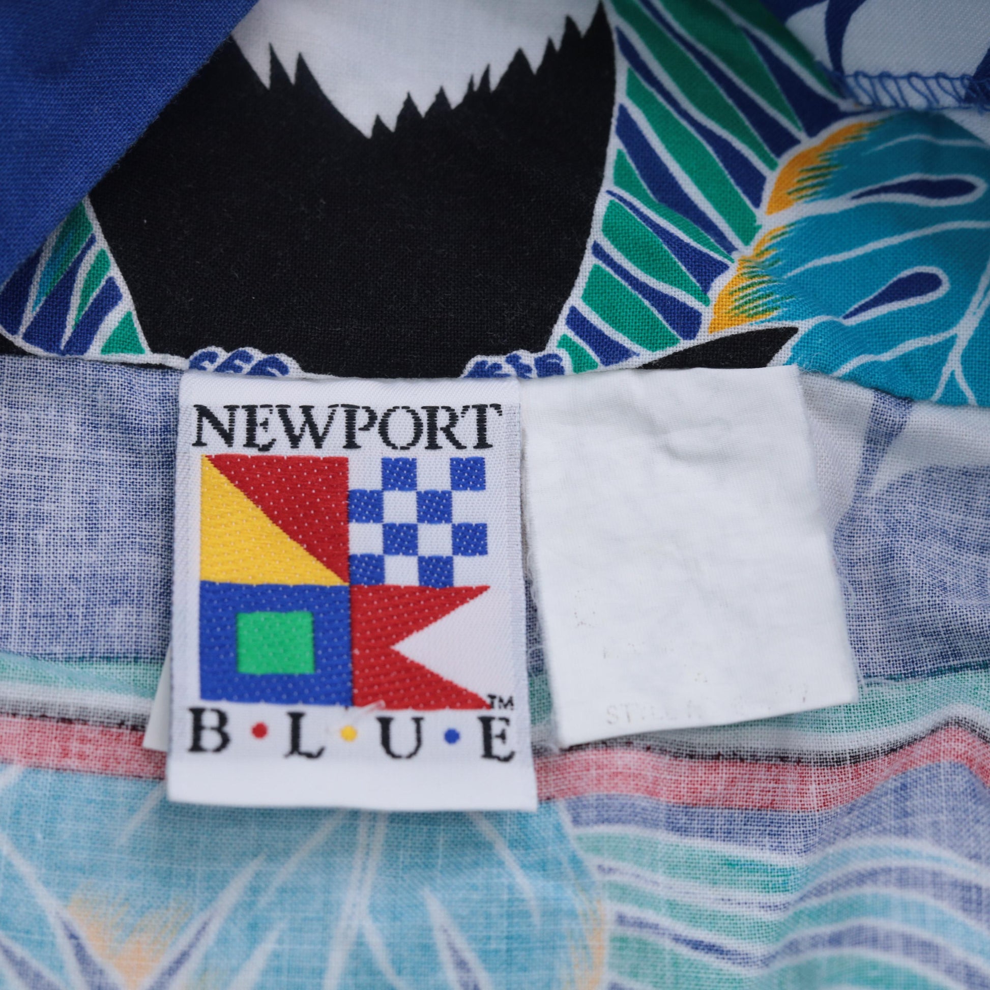 90s Newport Blue Hawaiian Shirt Toucan Monstera Tropical Floral Large L