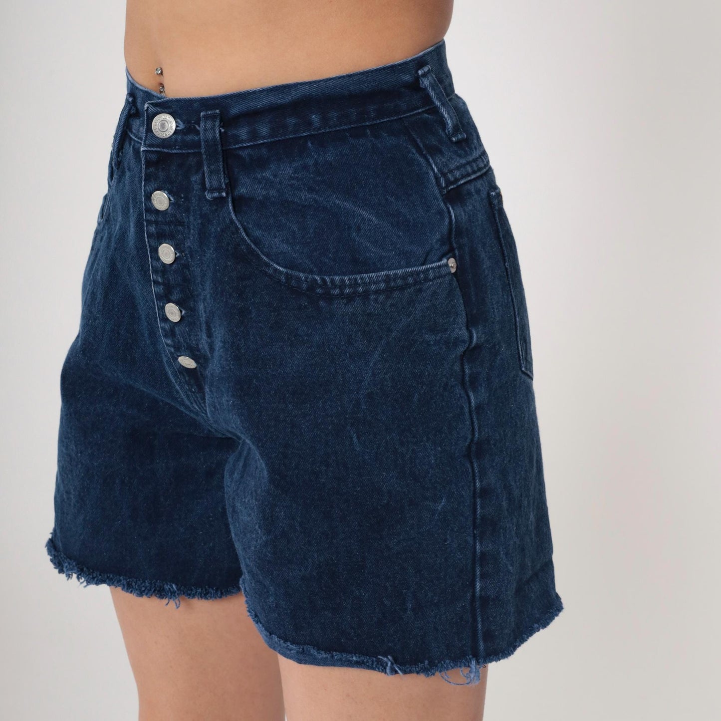 90s Jordache Dark Wash Denim Cutoff Shorts High Waisted Button Fly Medium