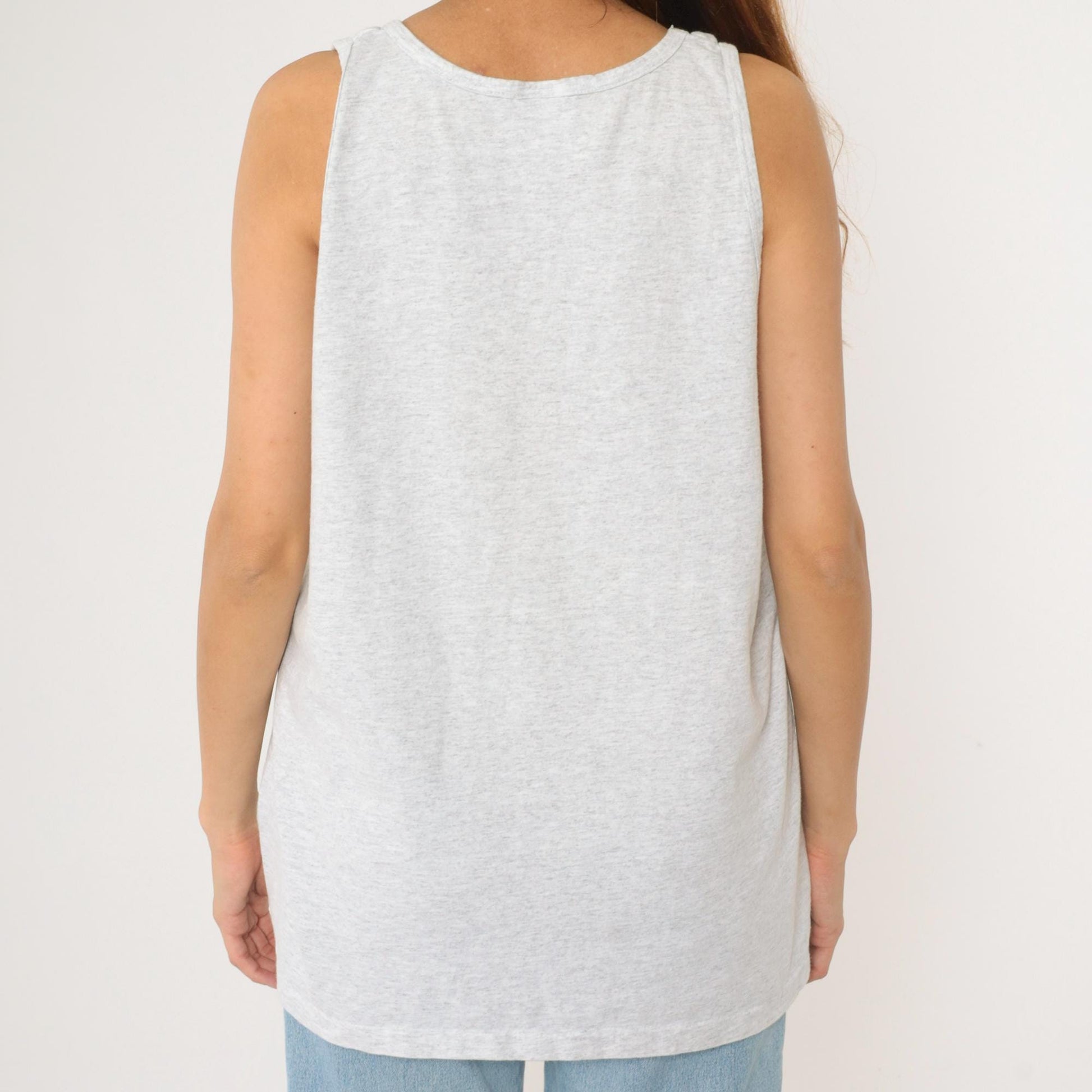 90s Virginia Beach Tank Top Graphic Tee Palm Tree Anchor Grey Extra Large
