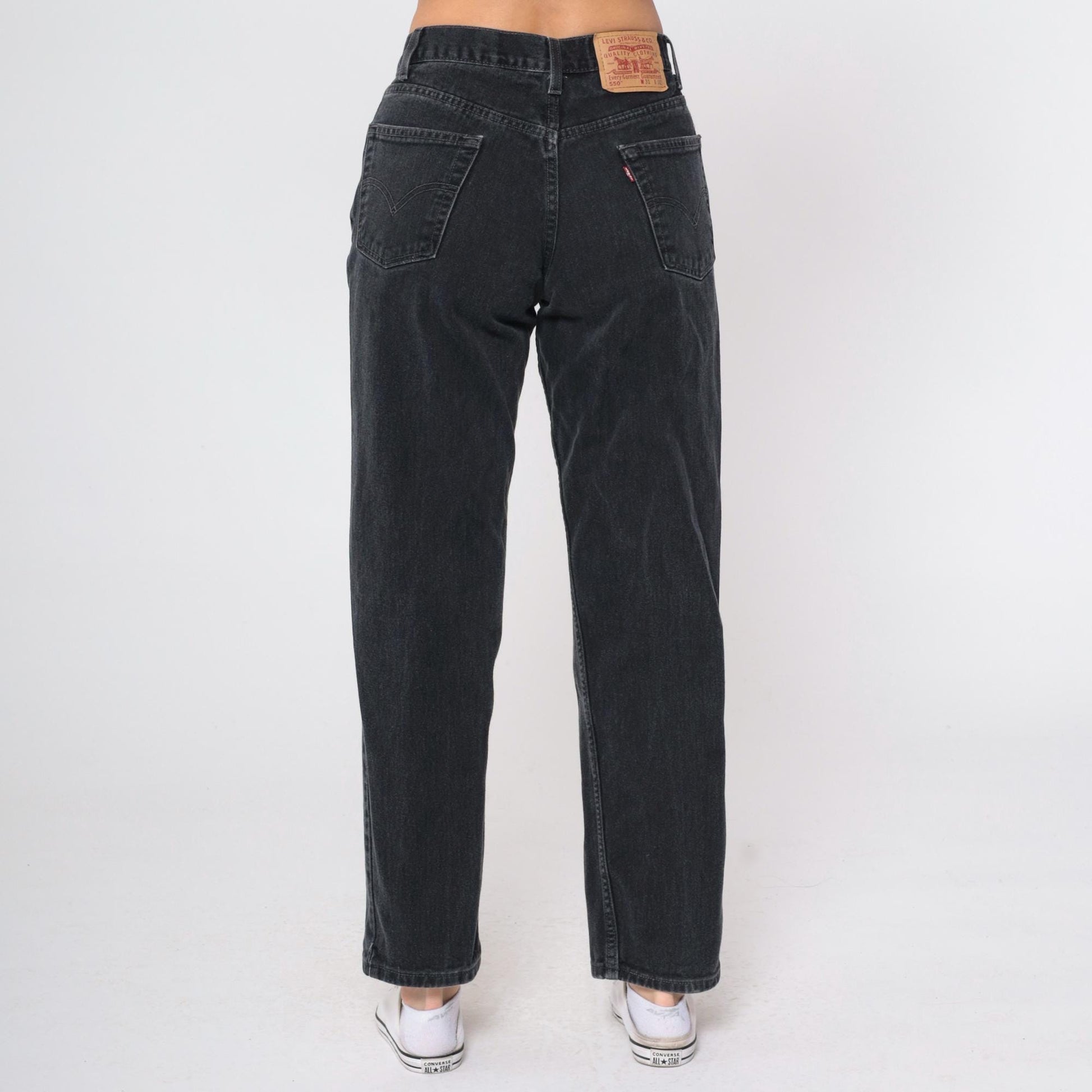Y2K Levi's 550 Black Straight Leg Jeans High Rise Denim 31x32 Men's