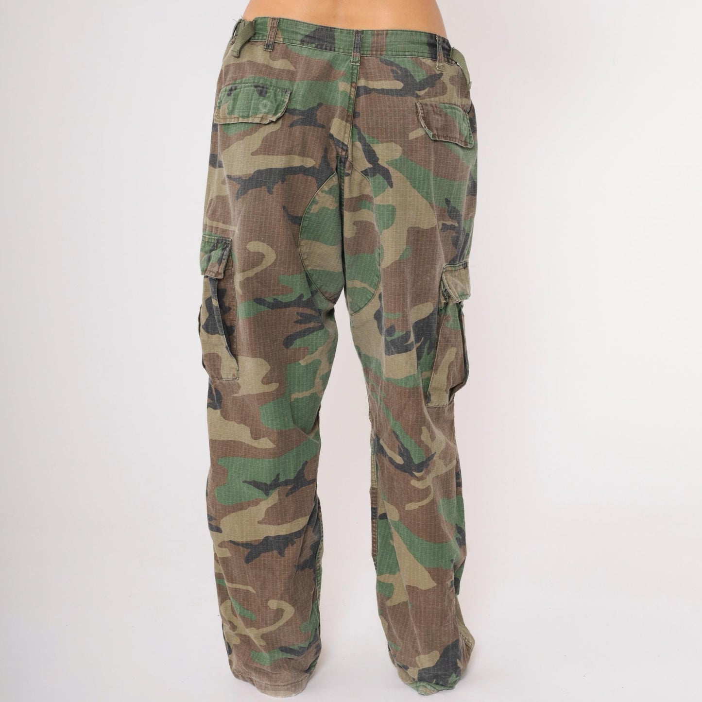 90s Camo Army Cargo Pants Olive Green Drawstring Ankle Extra Large XL