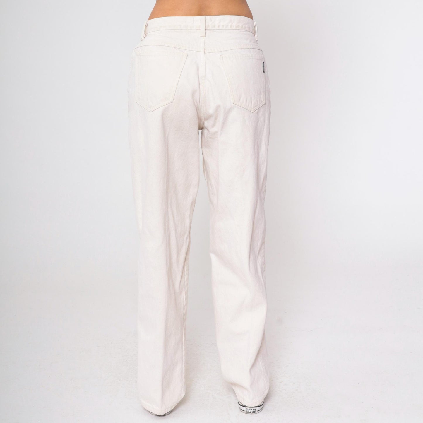 90s I.O.U White Denim Jeans High Waist Straight Leg 33/32