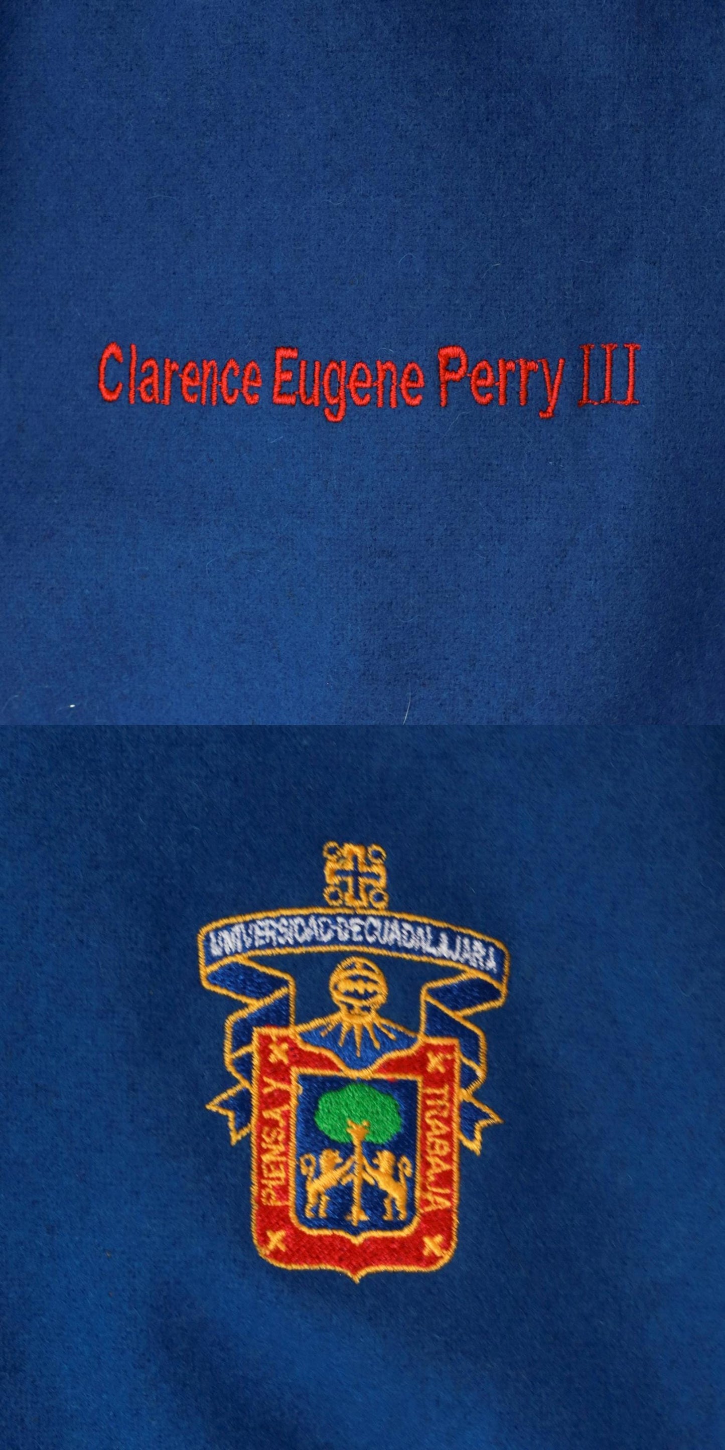 90s Universidad de Guadalajara Wool Varsity Jacket Lion Embroidery Blue Red Large