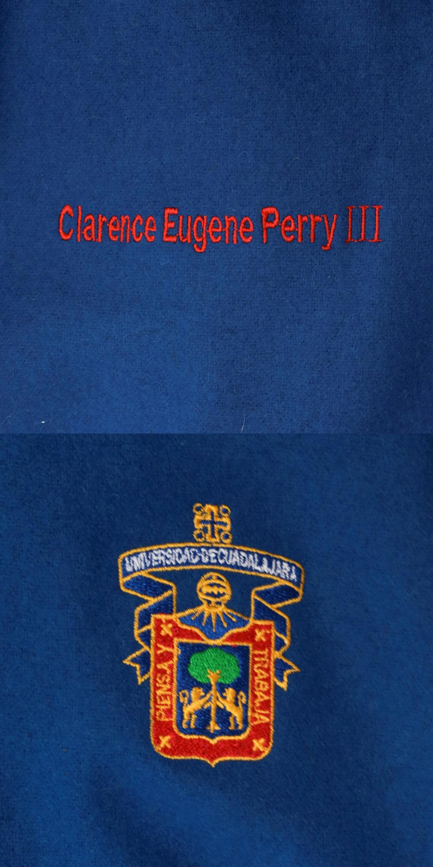 90s Universidad de Guadalajara Wool Varsity Jacket Lion Embroidery Blue Red Large