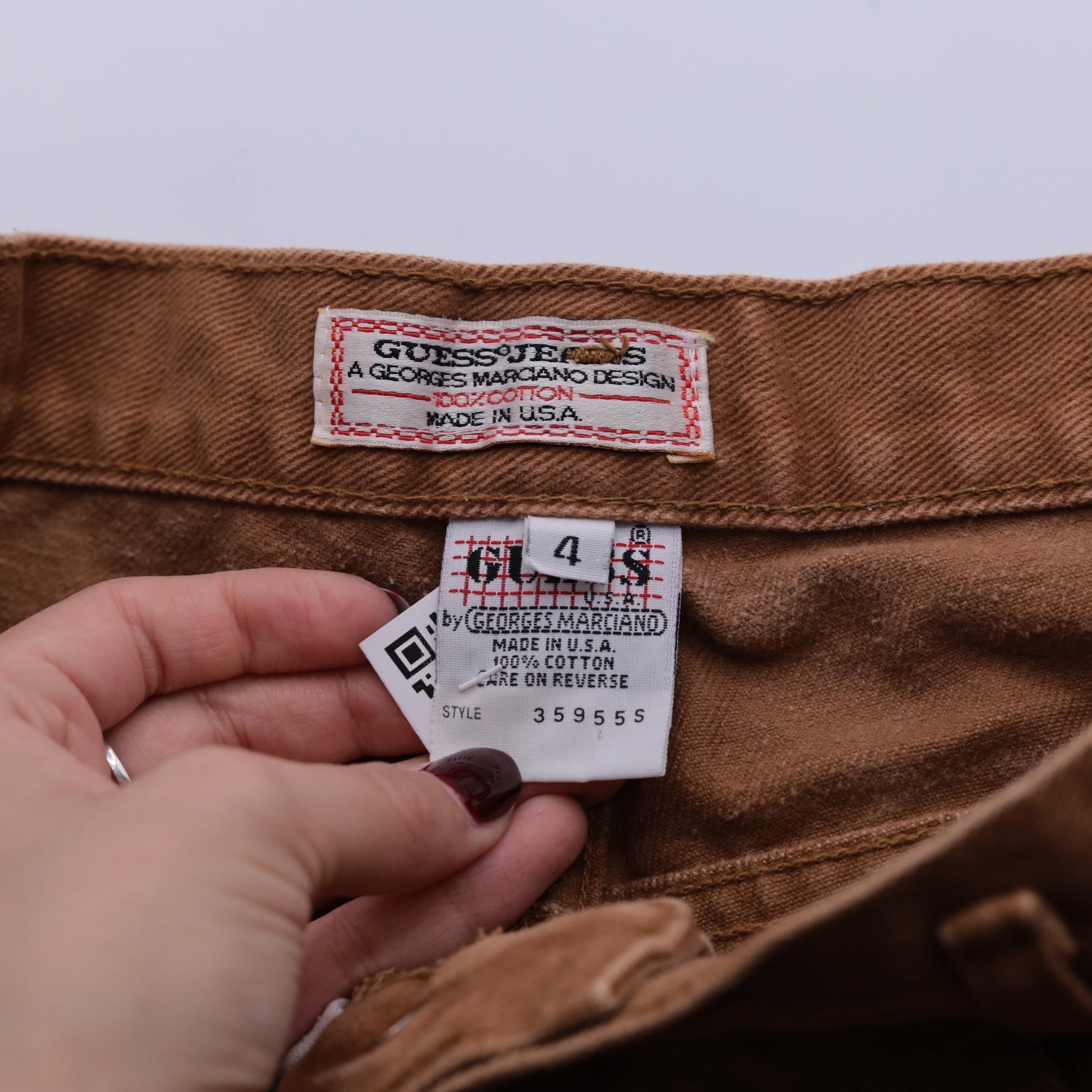 90s Guess Brown Denim Shorts High-Waisted Jean Shorts Large