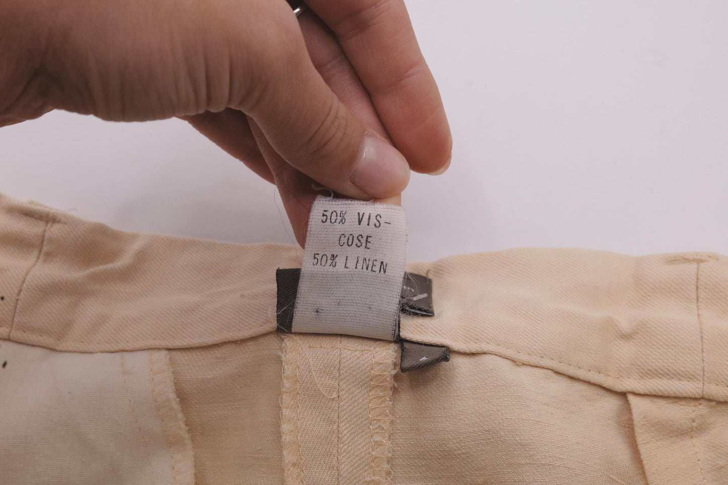 90s Calvin Klein Light Yellow Viscose Linen Pleated High-Waist Tapered Trousers Small 6
