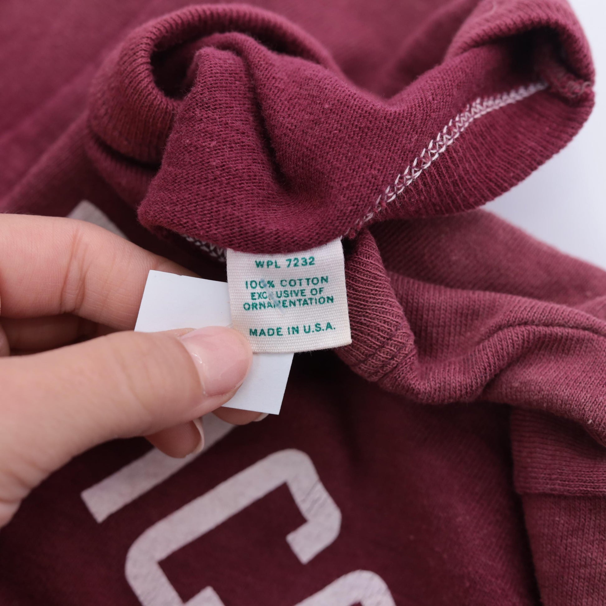 80s Russell Athletics Number 7 Burgundy Single Stitch Tee Extra Small