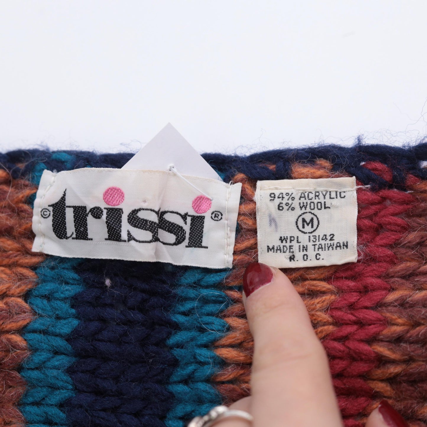 80s Striped Knit Sweater Rainbow Horizontal Stripes Balloon Sleeve Small