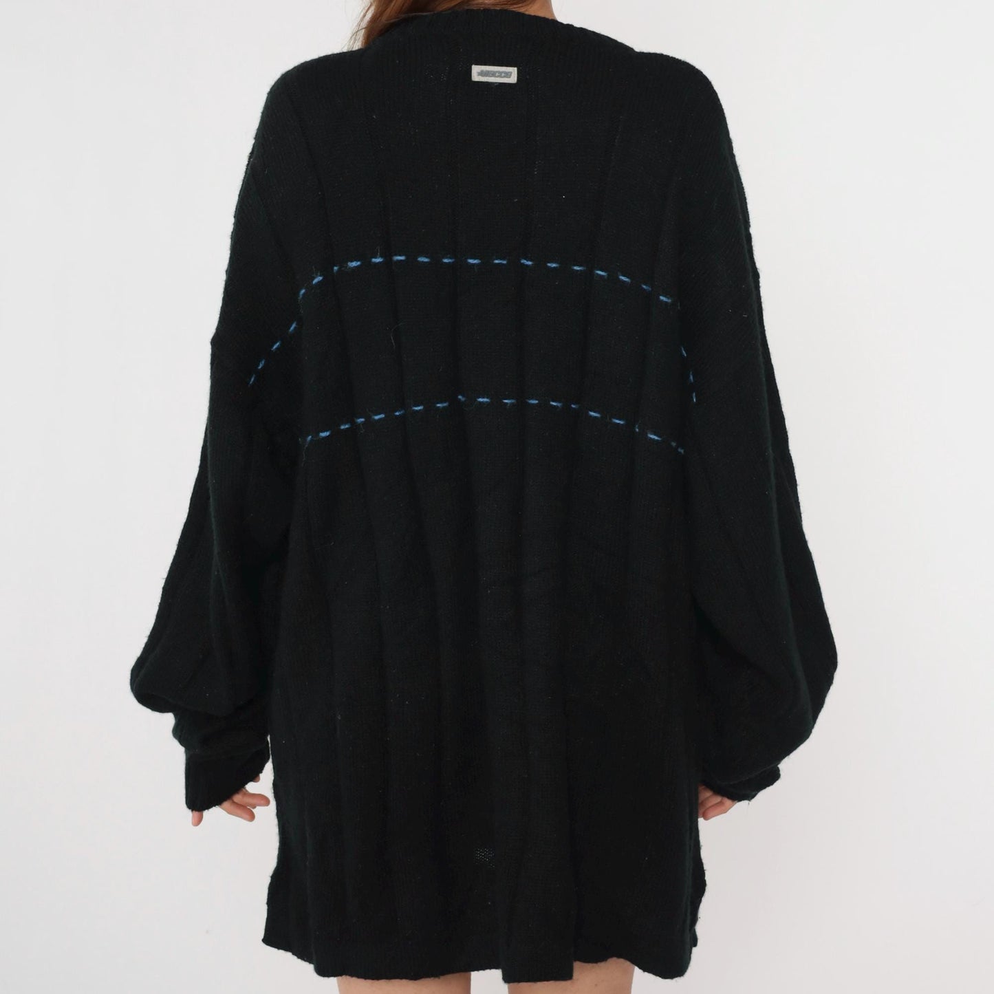 Y2K Mecca Black Logo Crewneck Sweater Ribbed Terry Cloth Pullover Extra Extra Large XXL