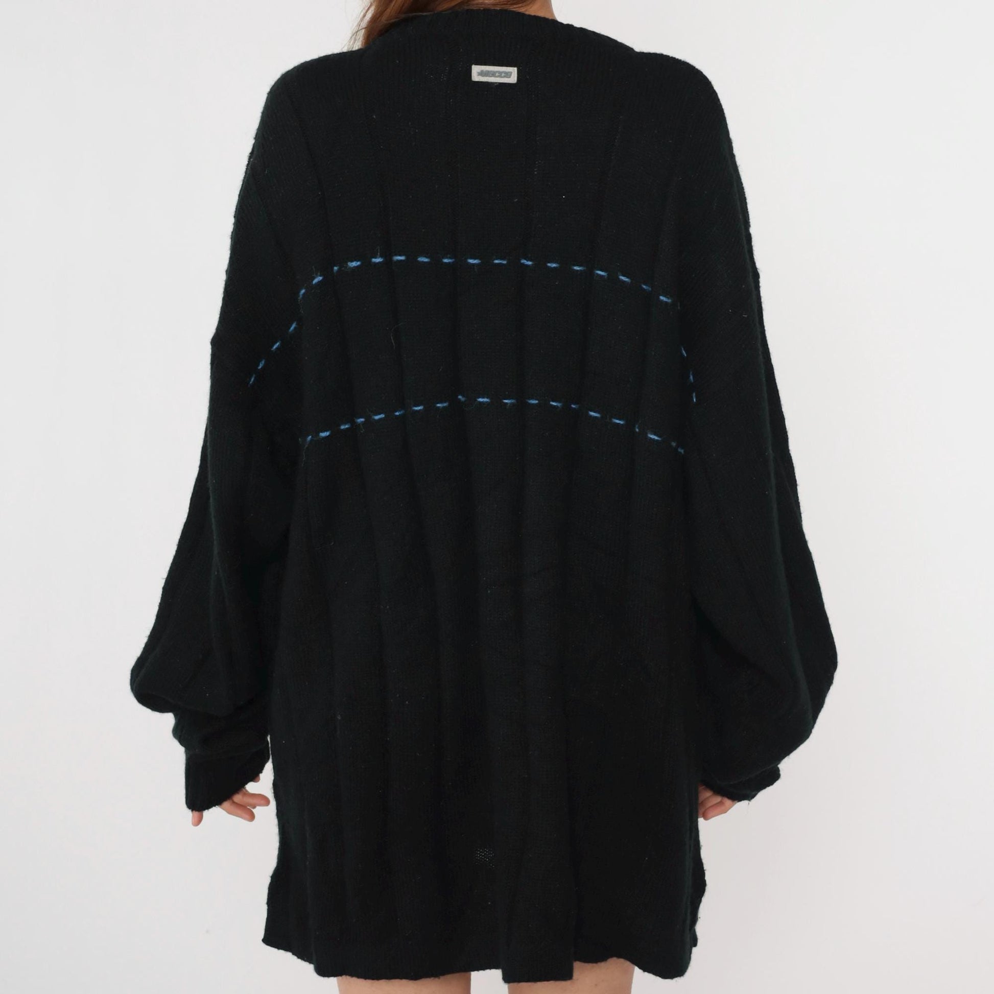 Y2K Mecca Black Logo Crewneck Sweater Ribbed Terry Cloth Pullover Extra Extra Large XXL