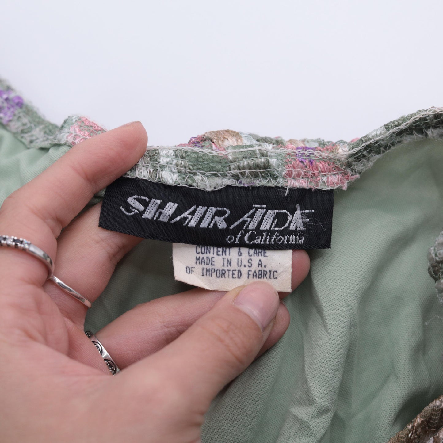 90s Shar Ade of California Pastel Green Floral Lace Maxi Dress Plus Size XXL