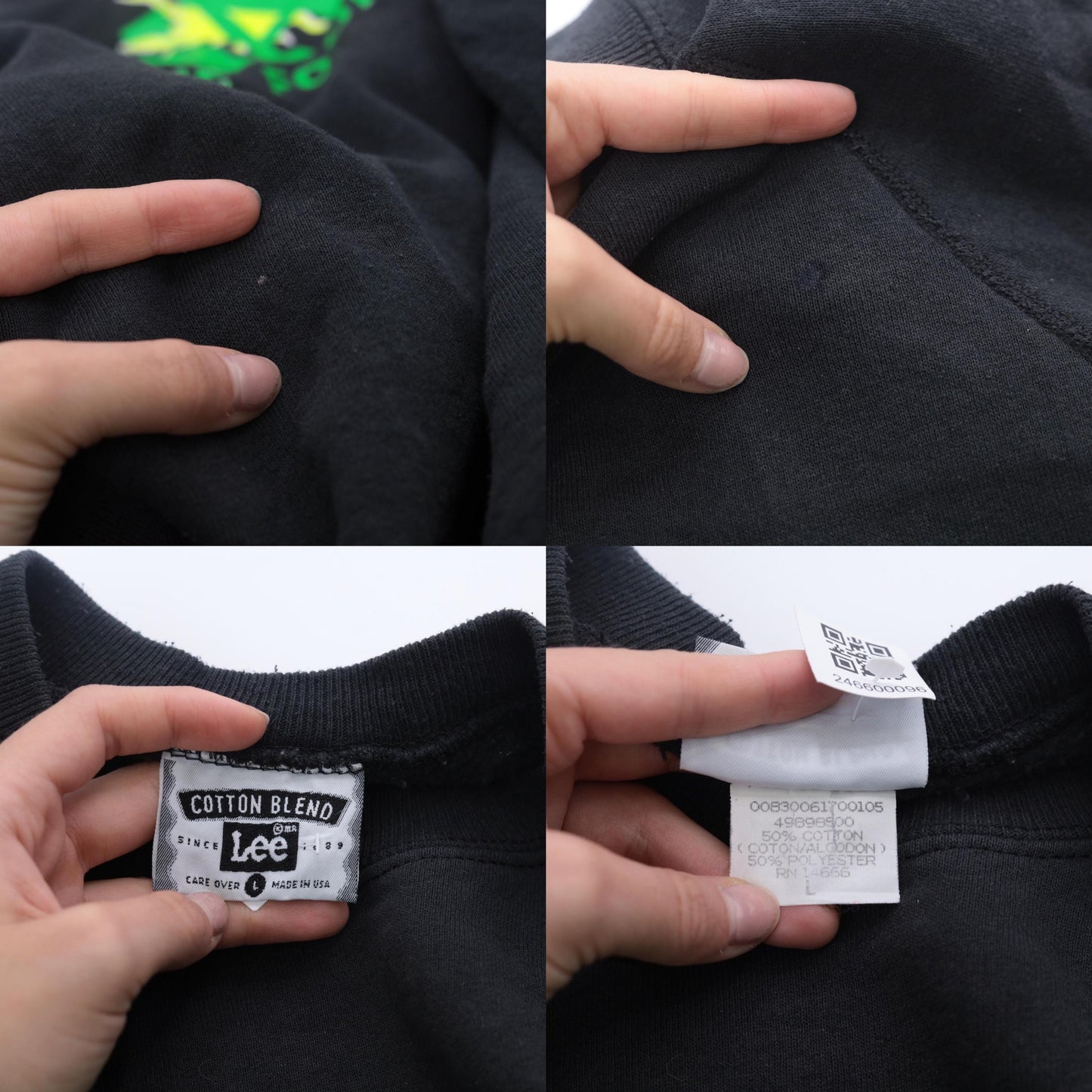 90s Lee Walk The Four Seasons Neon Graphic Sweatshirt Black Raglan Large