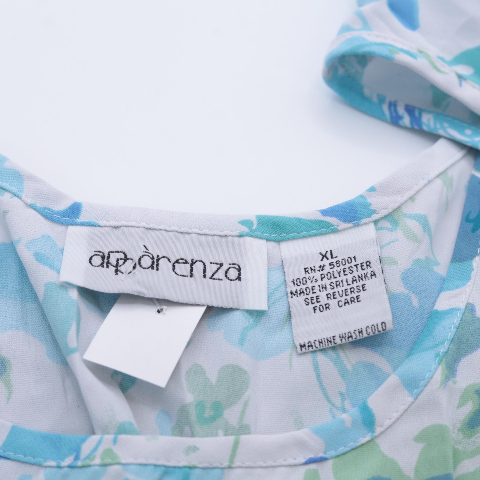 90s Apparenza Floral Tank Top Blue Abstract Print Scoop Neck Extra Large
