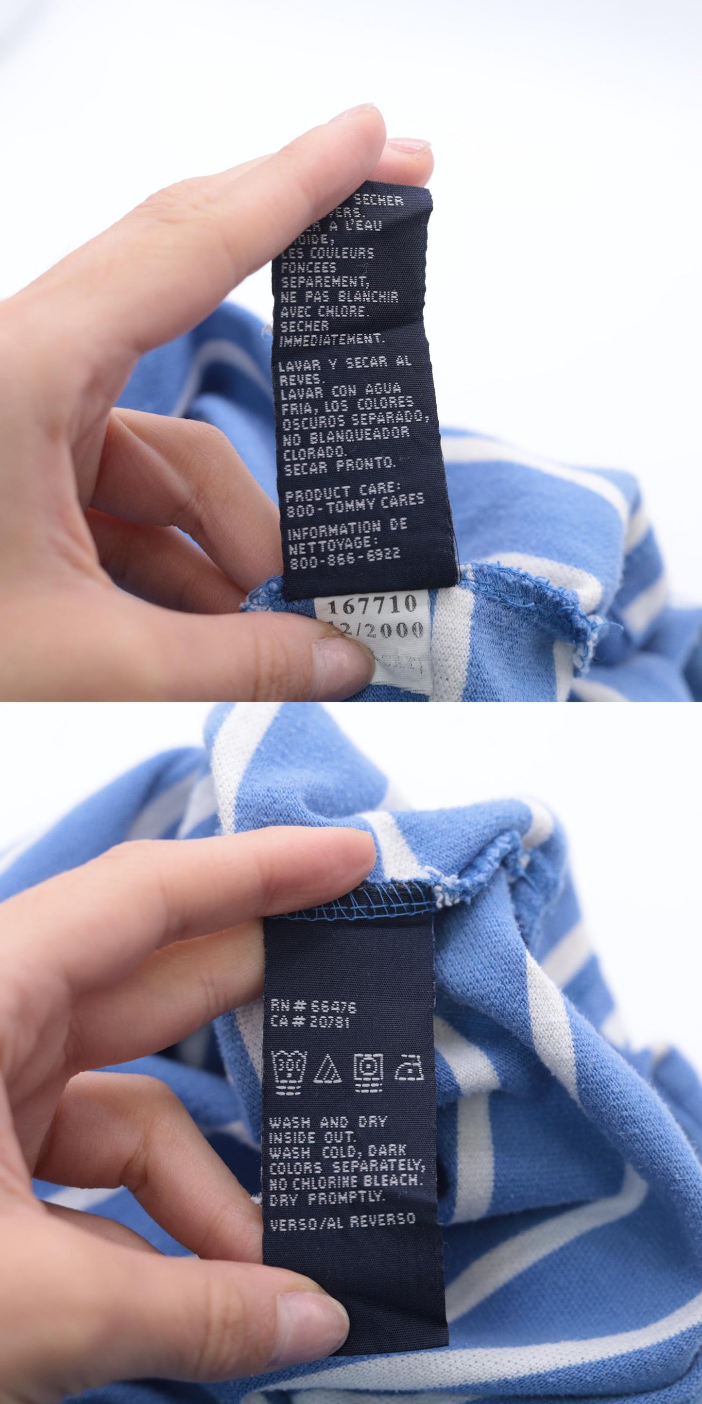 Y2K Tommy Jeans Striped Tank Top Blue White Collared V-Neck Small
