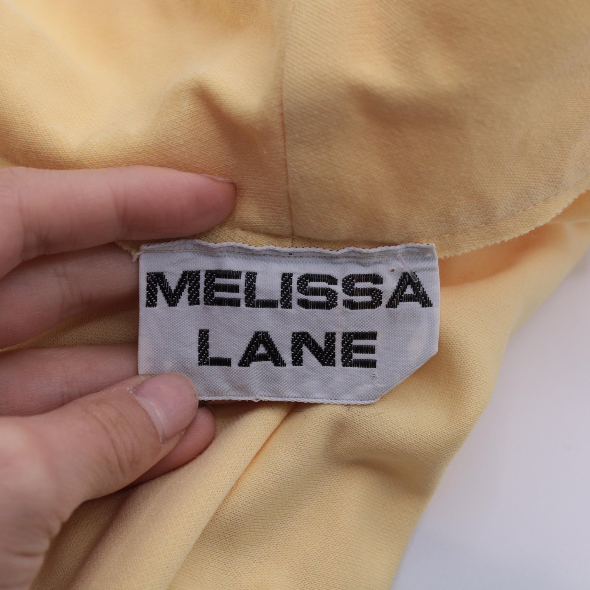 80s Yellow Midi Dress V Neck High Waist 3/4 Sleeve Small Medium