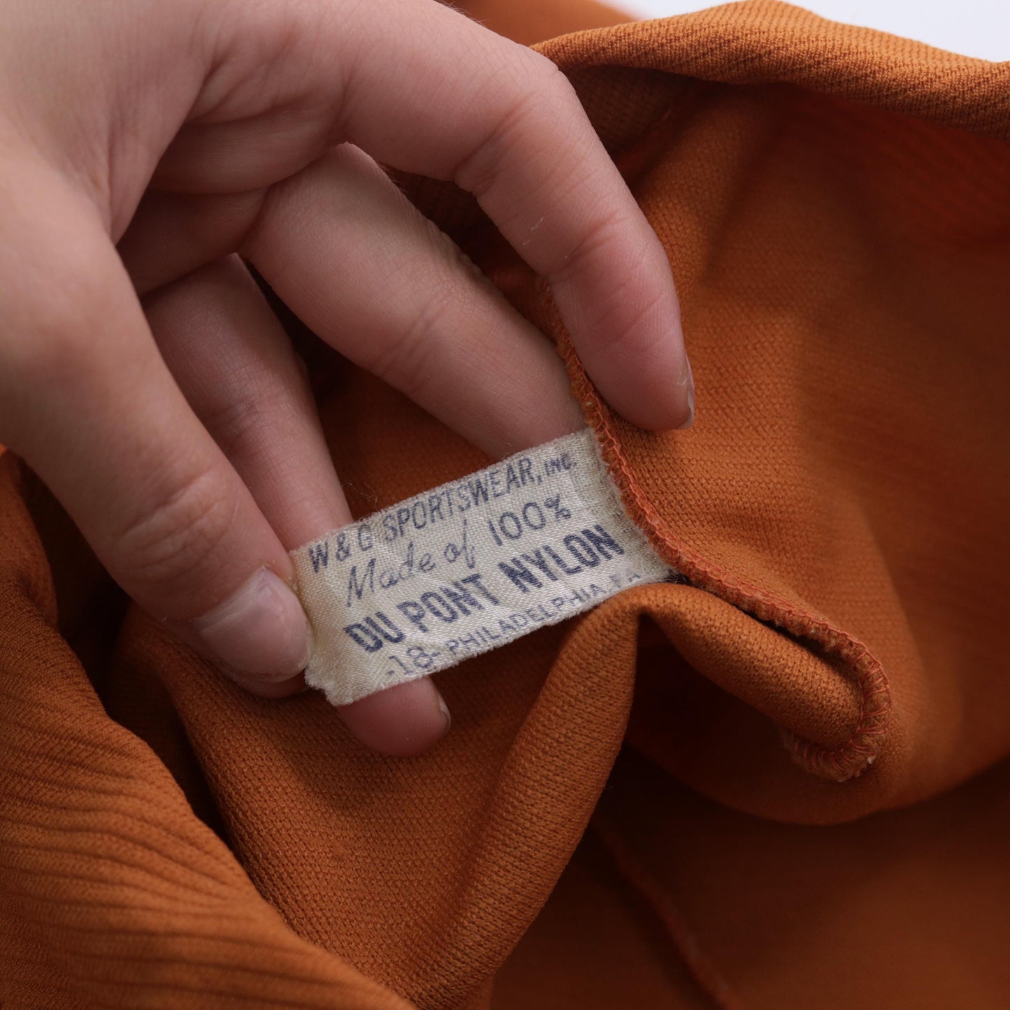 60s W & G Sportswear High Waisted Slim Nylon Pants Burnt Orange Small S