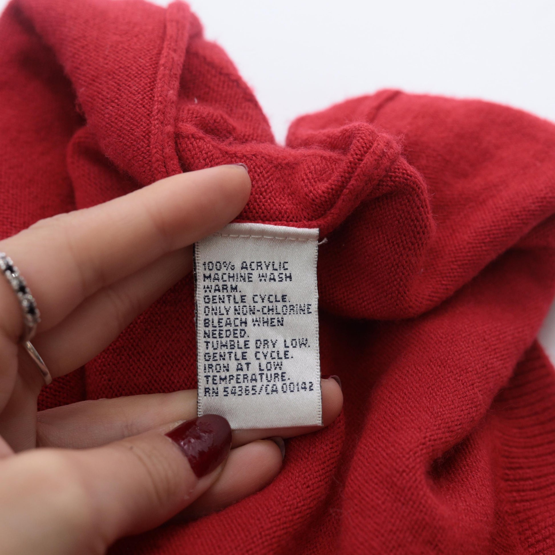 90s Alison Daley Red Cable Knit Mock Neck Sweater Large L