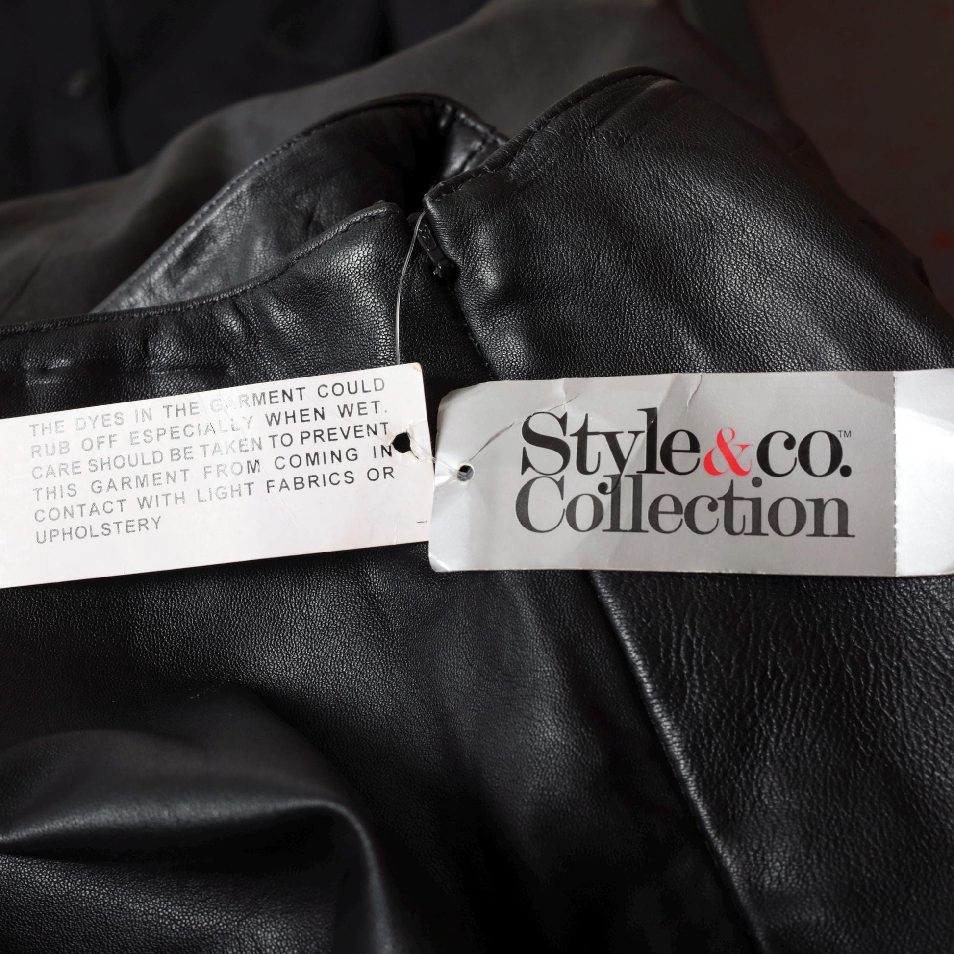 90s Style & Co. Black Leather Mini Skirt High Waist Pencil Medium 8