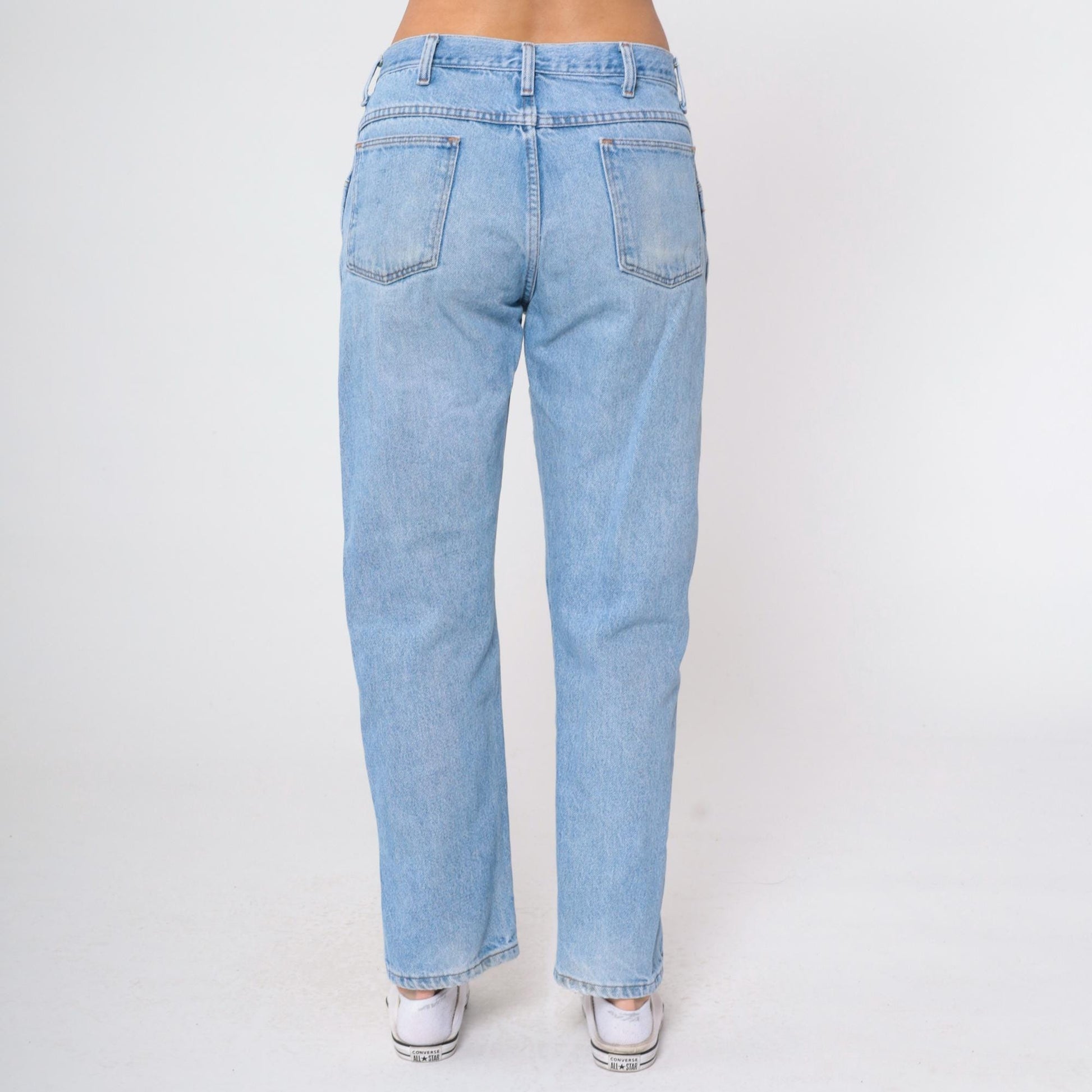 90s High Rise Straight Leg Jeans Faded Blue Denim Men's Medium