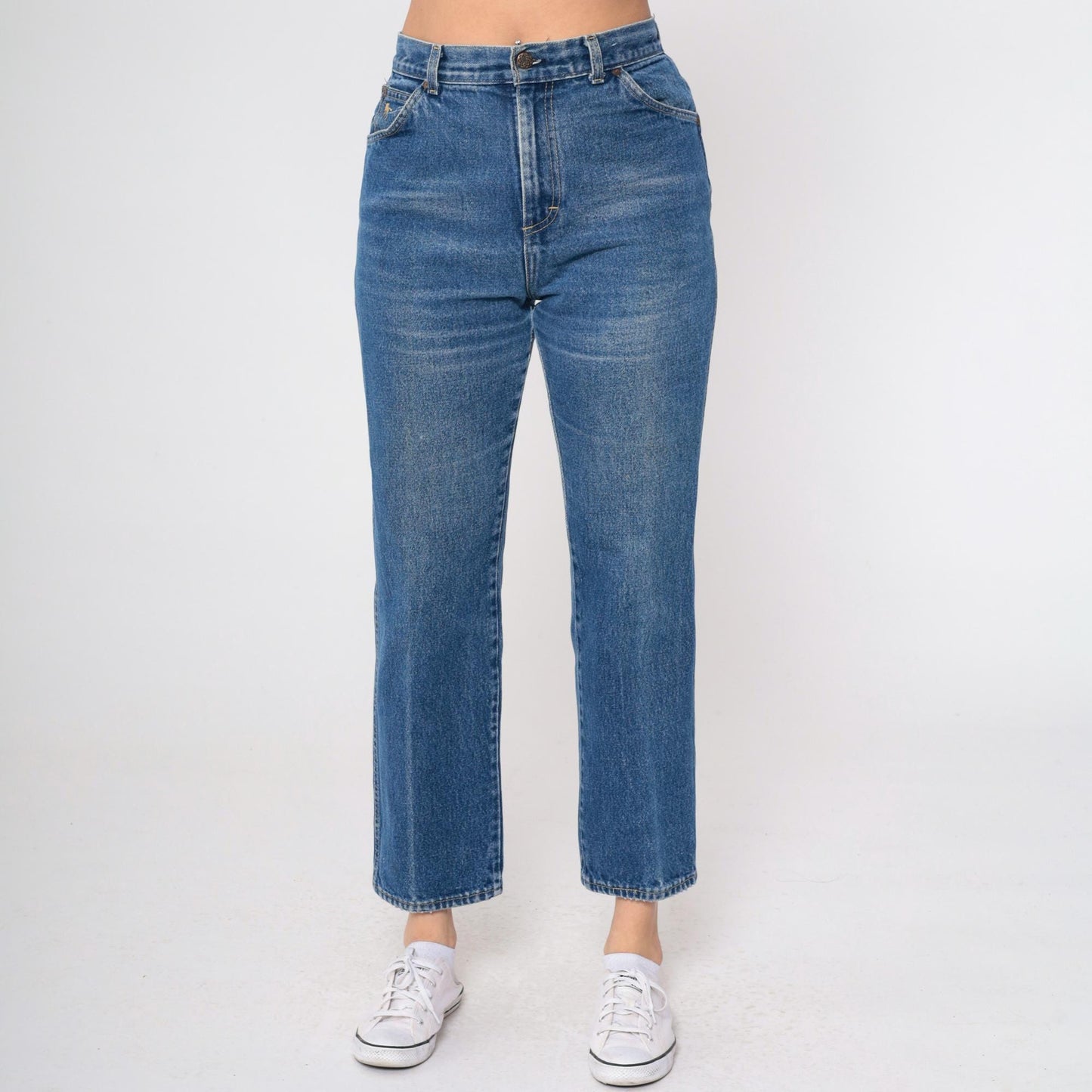 80s Sears High Waist Straight Leg Blue Jeans Unicorn Pocket Small