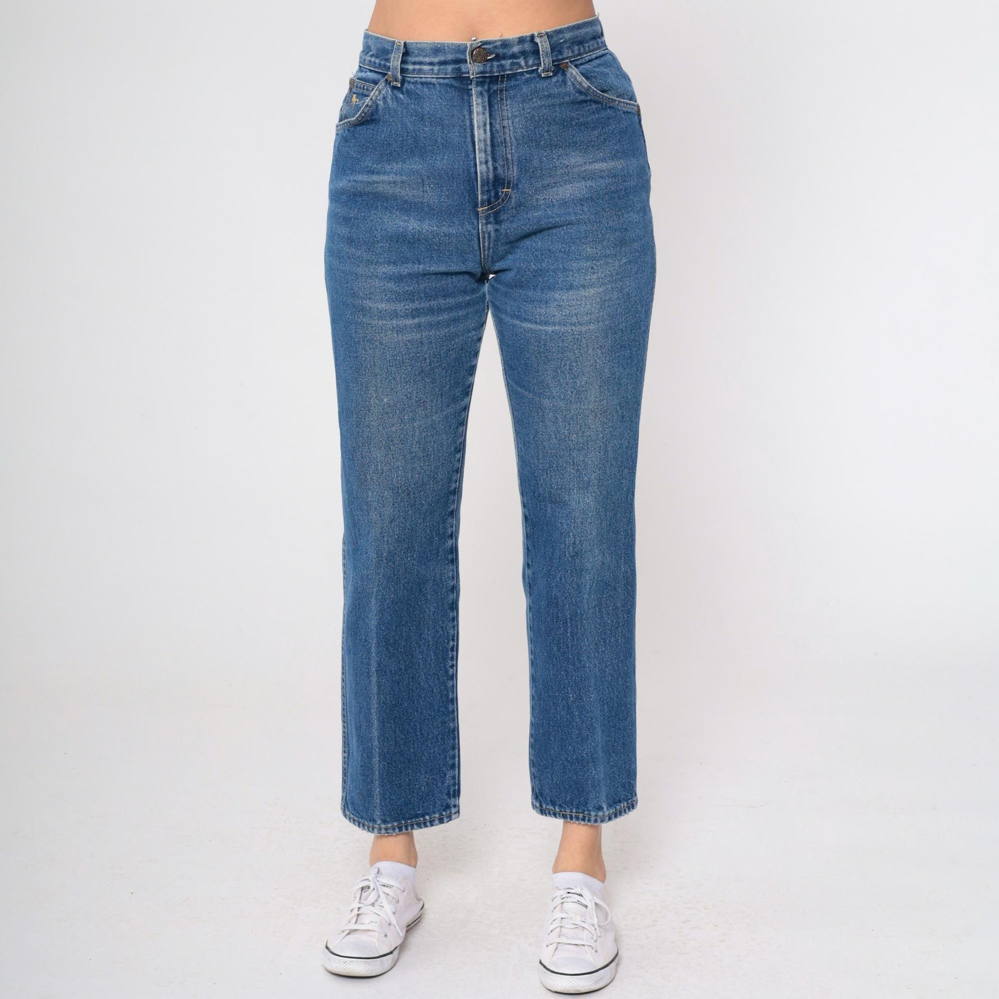 80s Sears High Waist Straight Leg Blue Jeans Unicorn Pocket Small