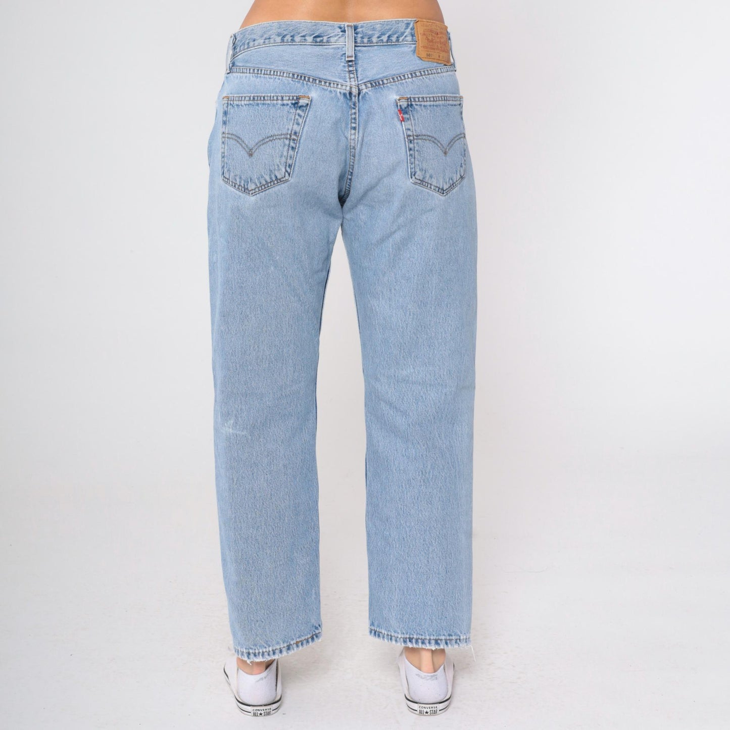 90s Levi's 501 Straight Leg Jeans High Rise Button Fly Blue Denim 36x29