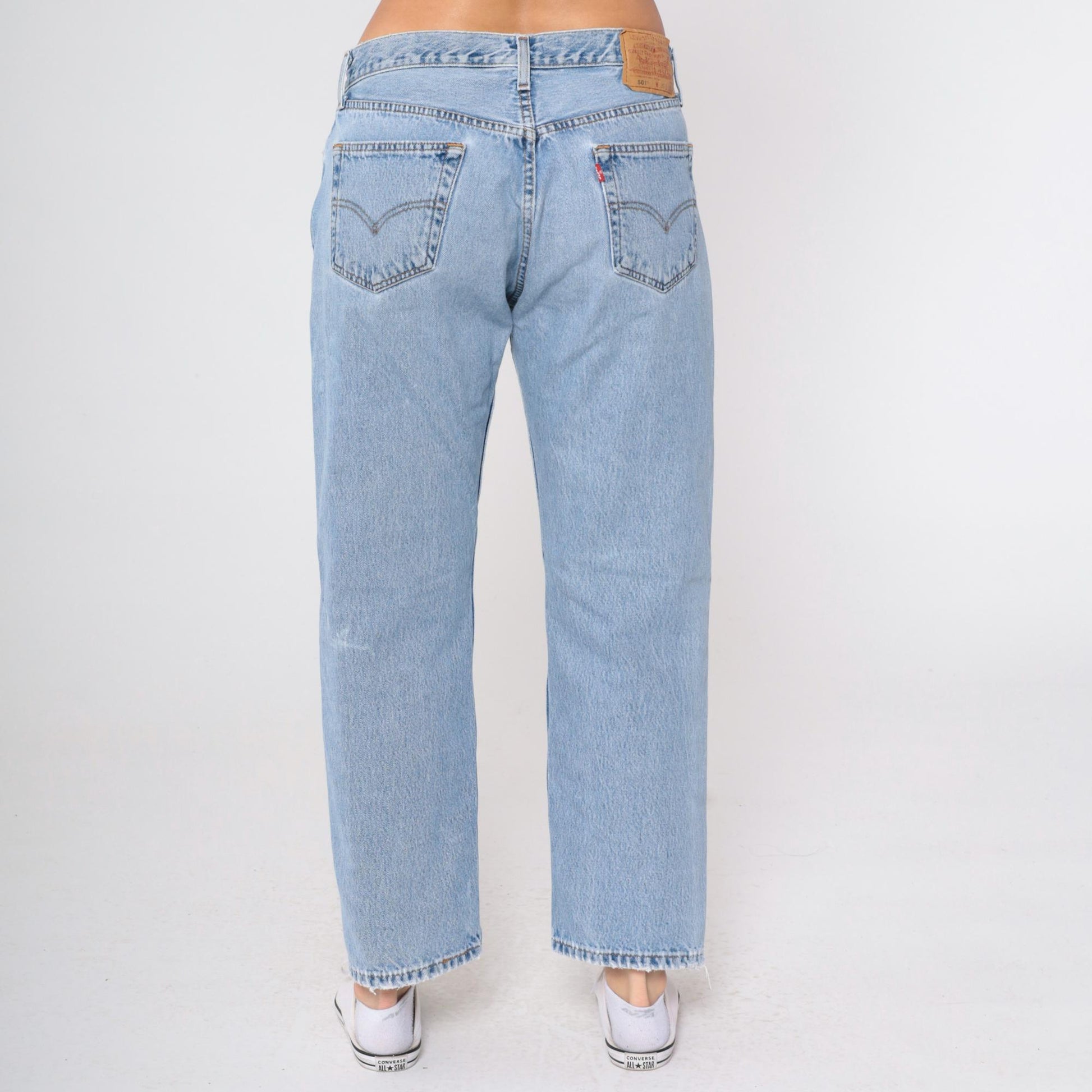 90s Levi's 501 Straight Leg Jeans High Rise Button Fly Blue Denim 36x29