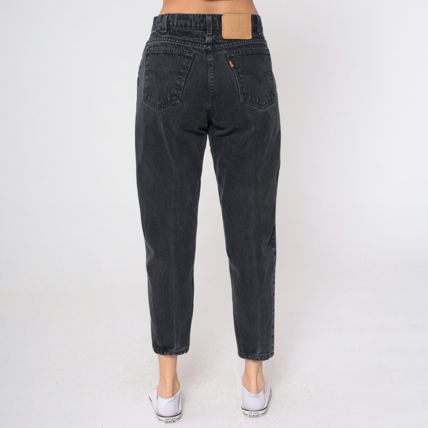 90s Levi's 550 Black Tapered Mom Jeans High Waist Paint Splatter 32x32