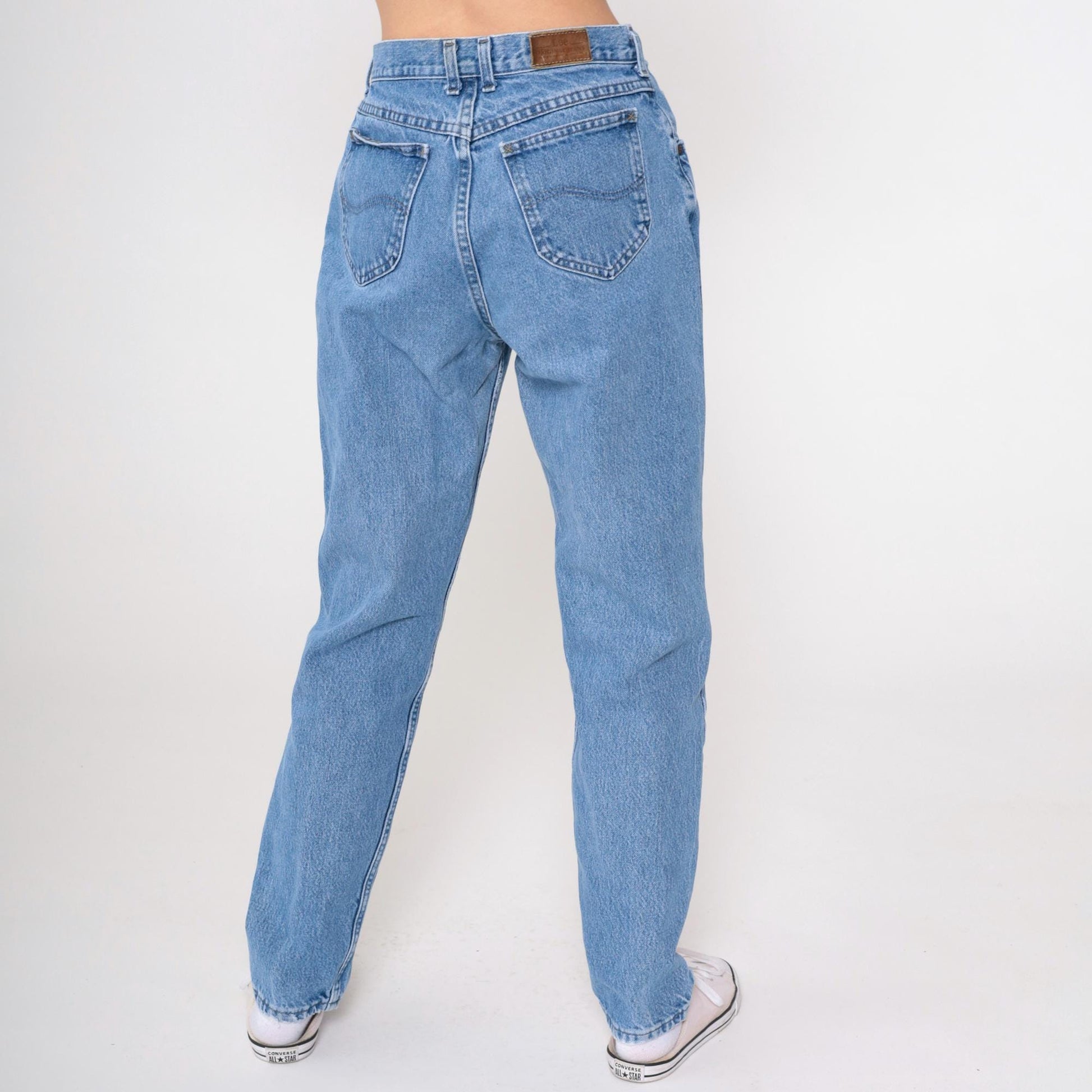 90s Lee High Waist Tapered Jeans Blue Denim Medium