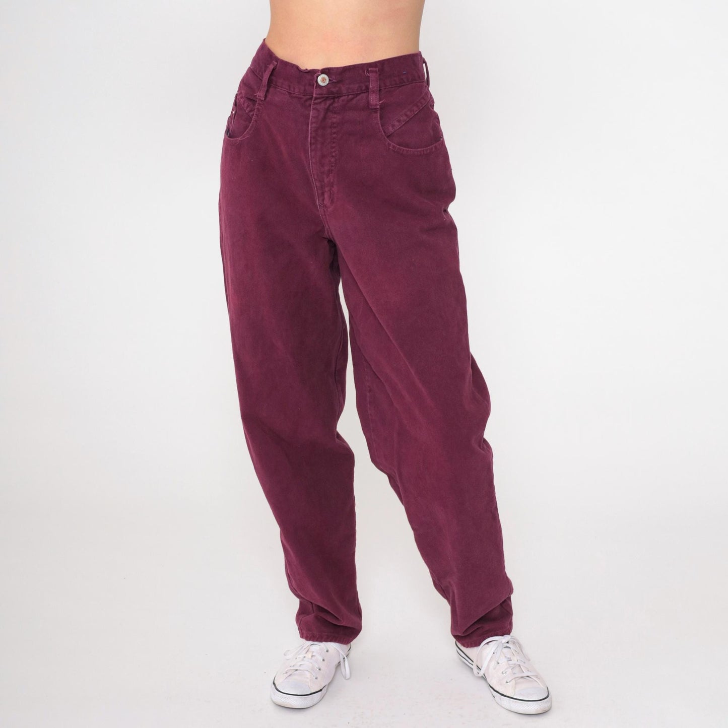 90s Steel Plum High-Waist Tapered Jeans Cotton Small