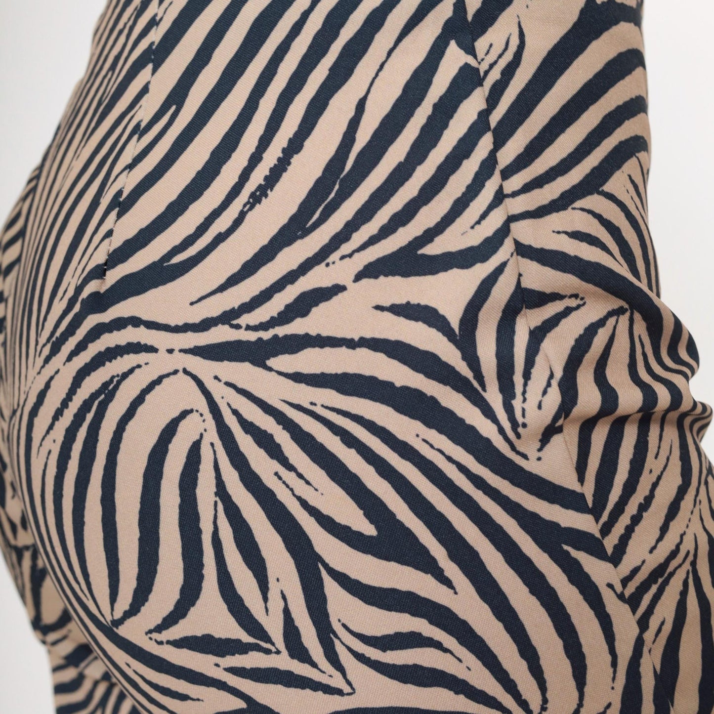 Y2K Zebra Stripe Flared Pants Black Tan Mid Rise Front Zip Medium 9