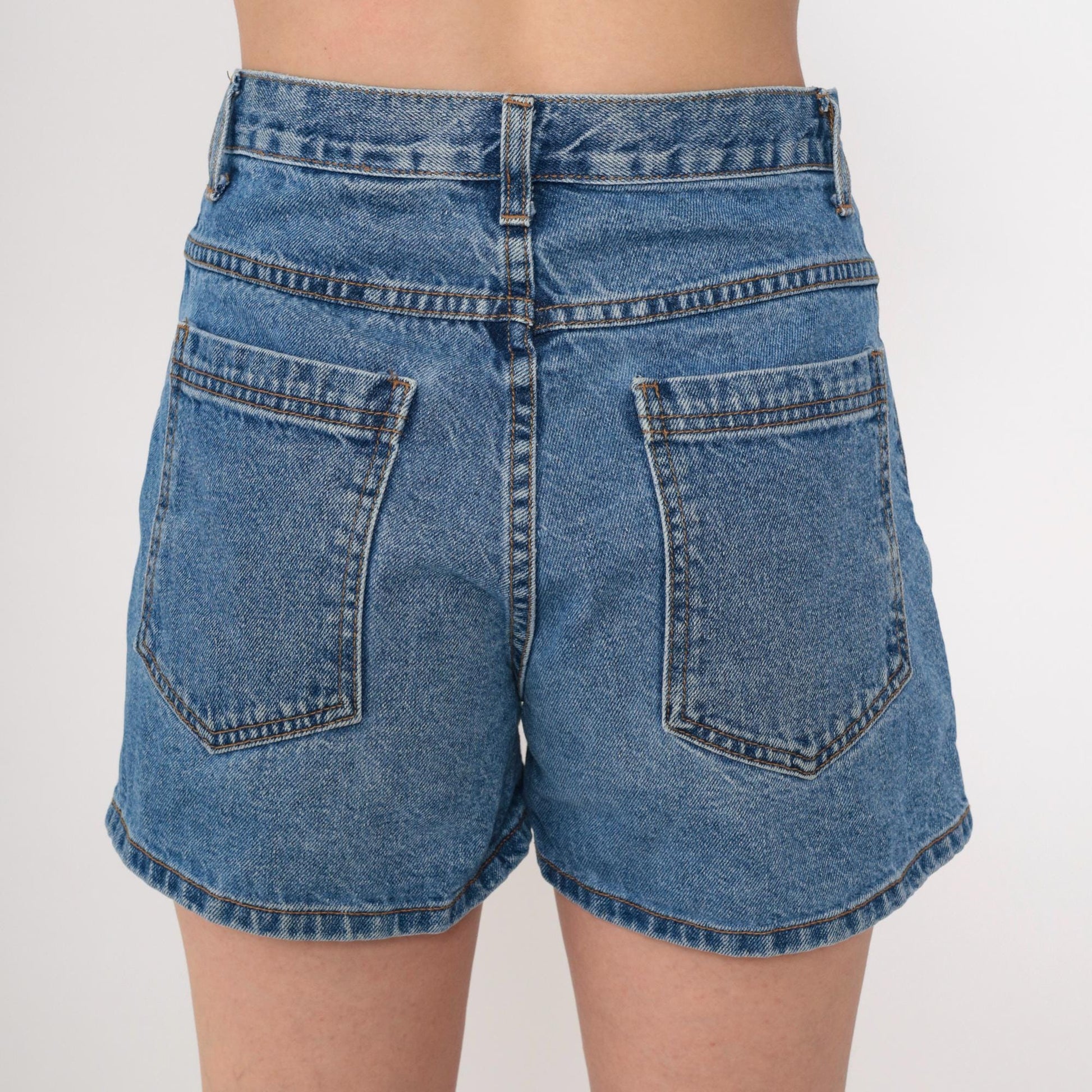 90s High-Waisted Denim Shorts Blue Jean Shorts Cotton Small 6