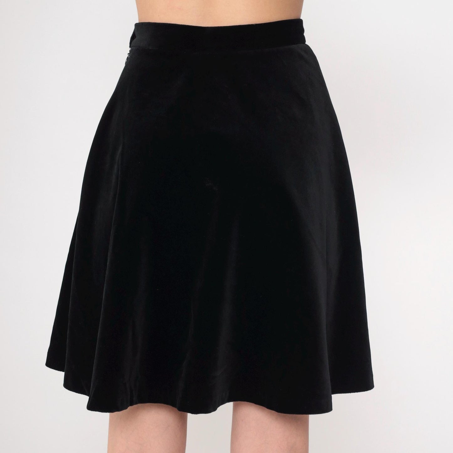 90s Laura Ashley Black Velvet A-Line Mini Skirt High Waisted Extra Small