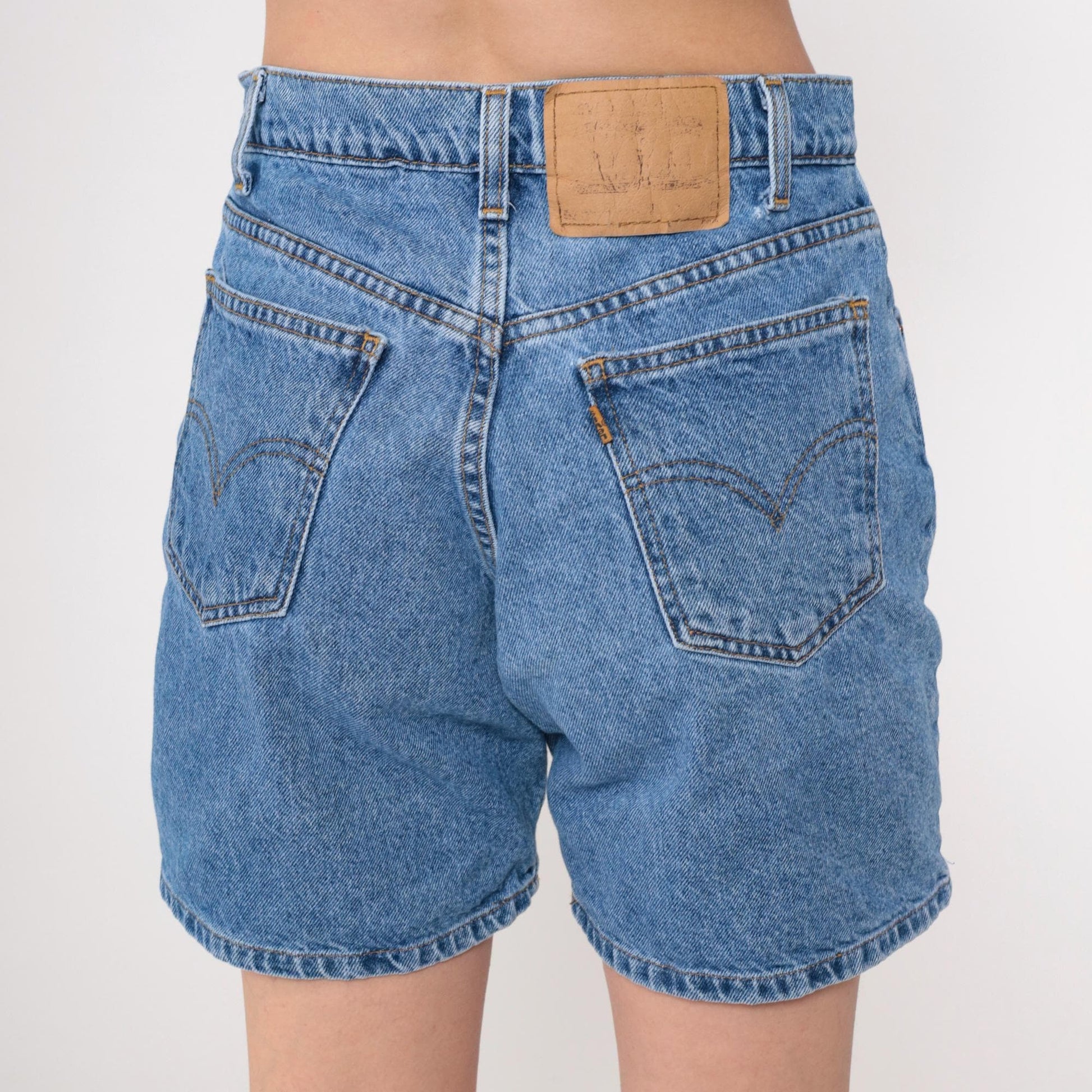90s Levi's 550 High Waisted Denim Shorts Blue Medium 30