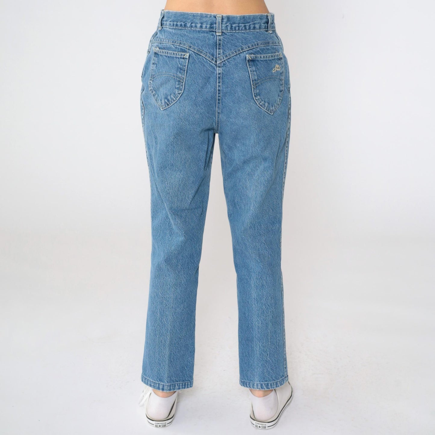 80s Chic High Waist Straight Leg Jeans Blue Denim Small