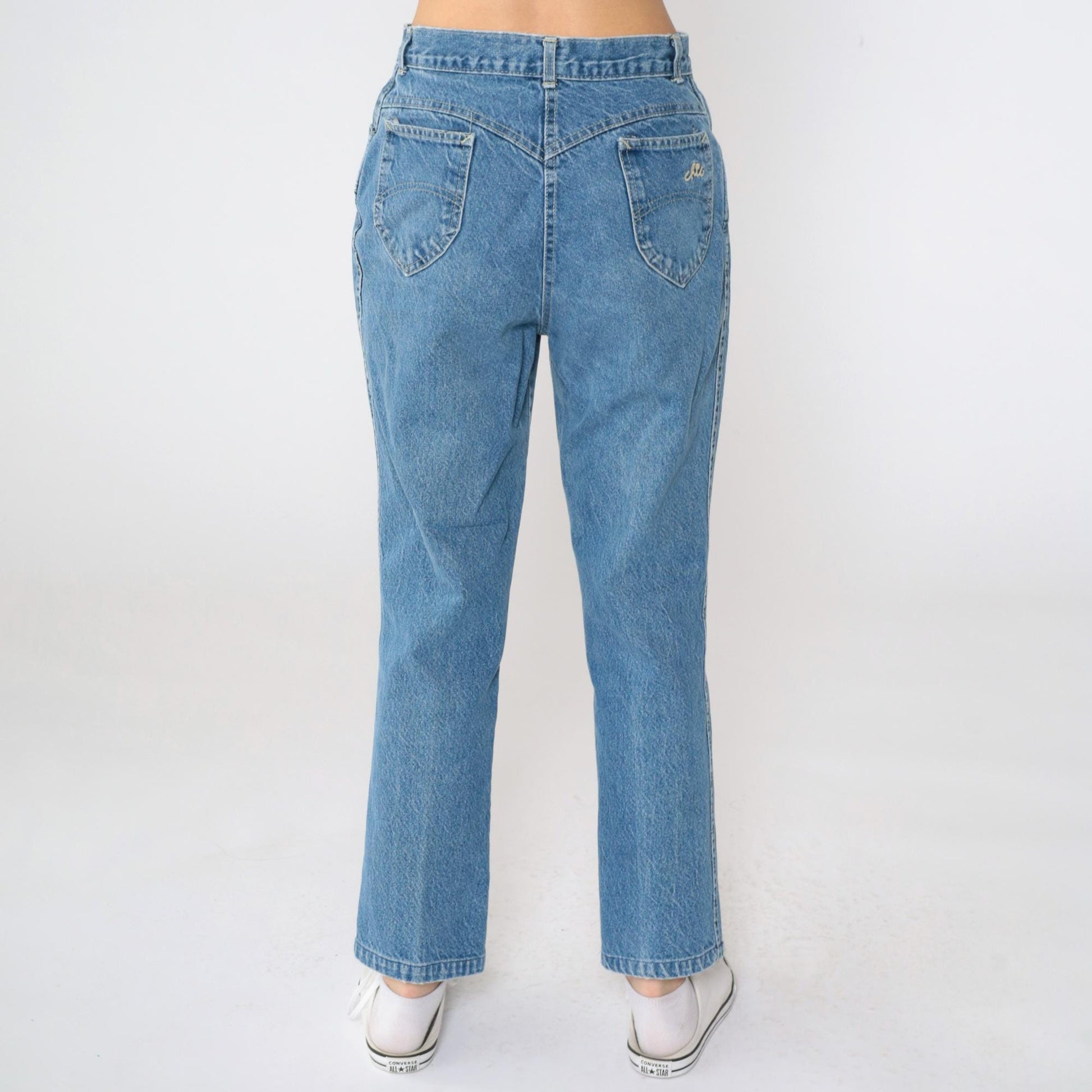 80s Chic High Waist Straight Leg Jeans Blue Denim Small