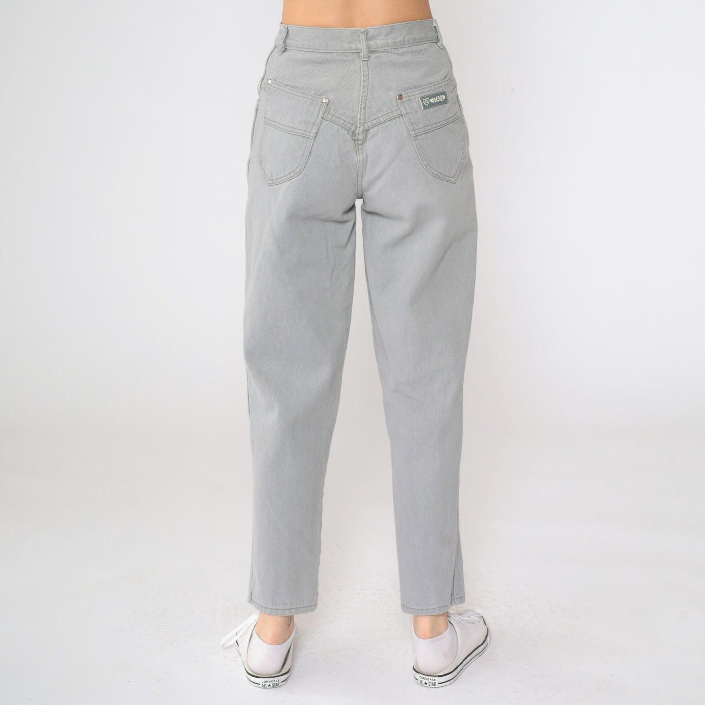 90s Gitano Grey High-Waisted Tapered Jeans Ribbed Yoke Small