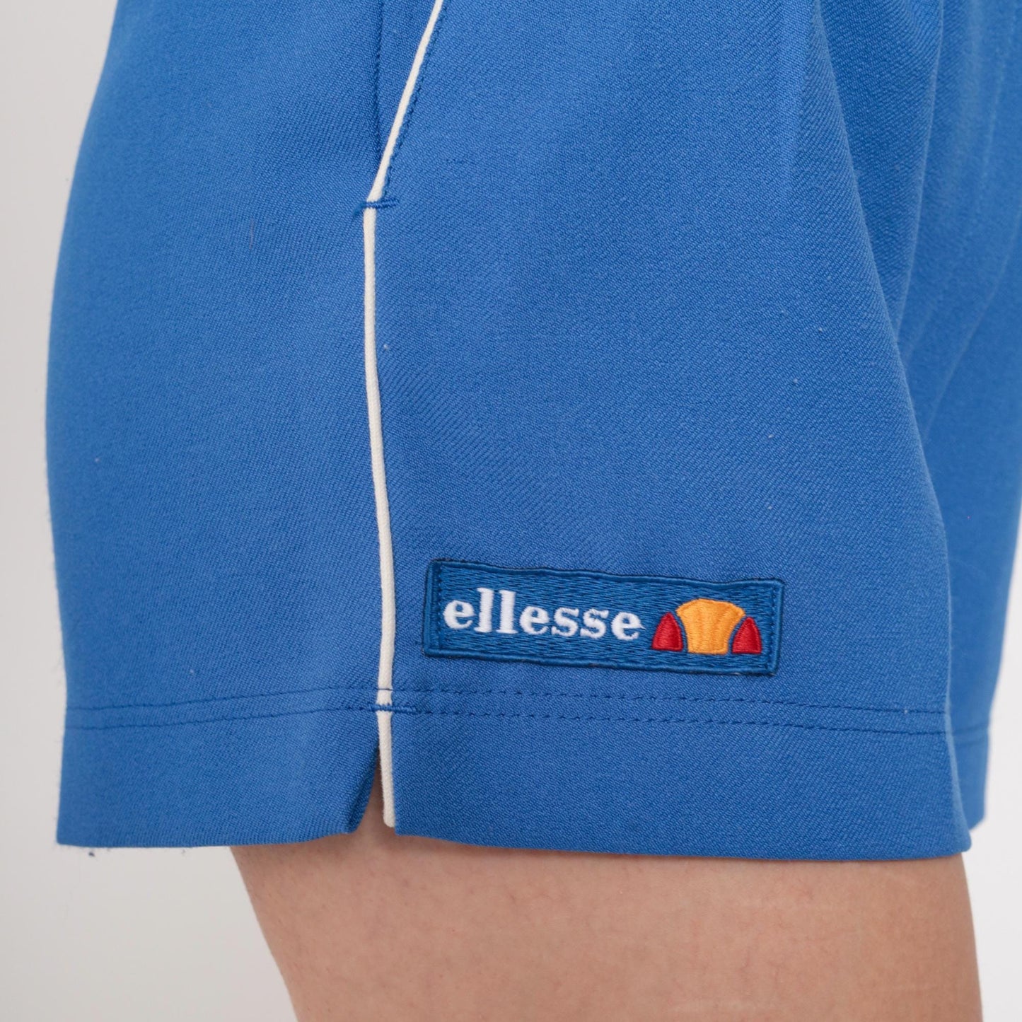 80s Ellesse Tennis Shorts Blue White Piping High Rise Pleated Small