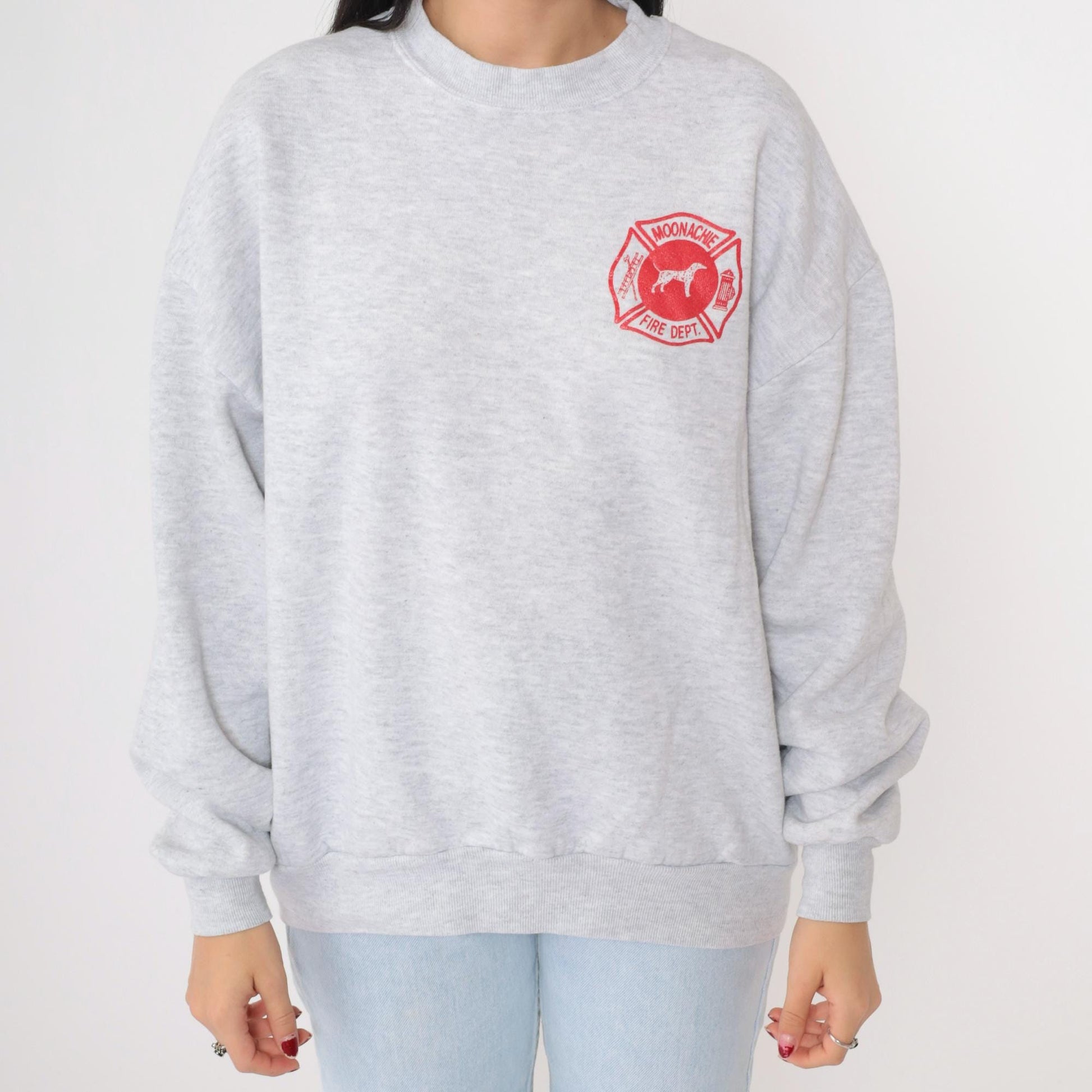 90s Moonachie Fire Department Sweatshirt New Jersey Firefighter Grey Extra Large XXL