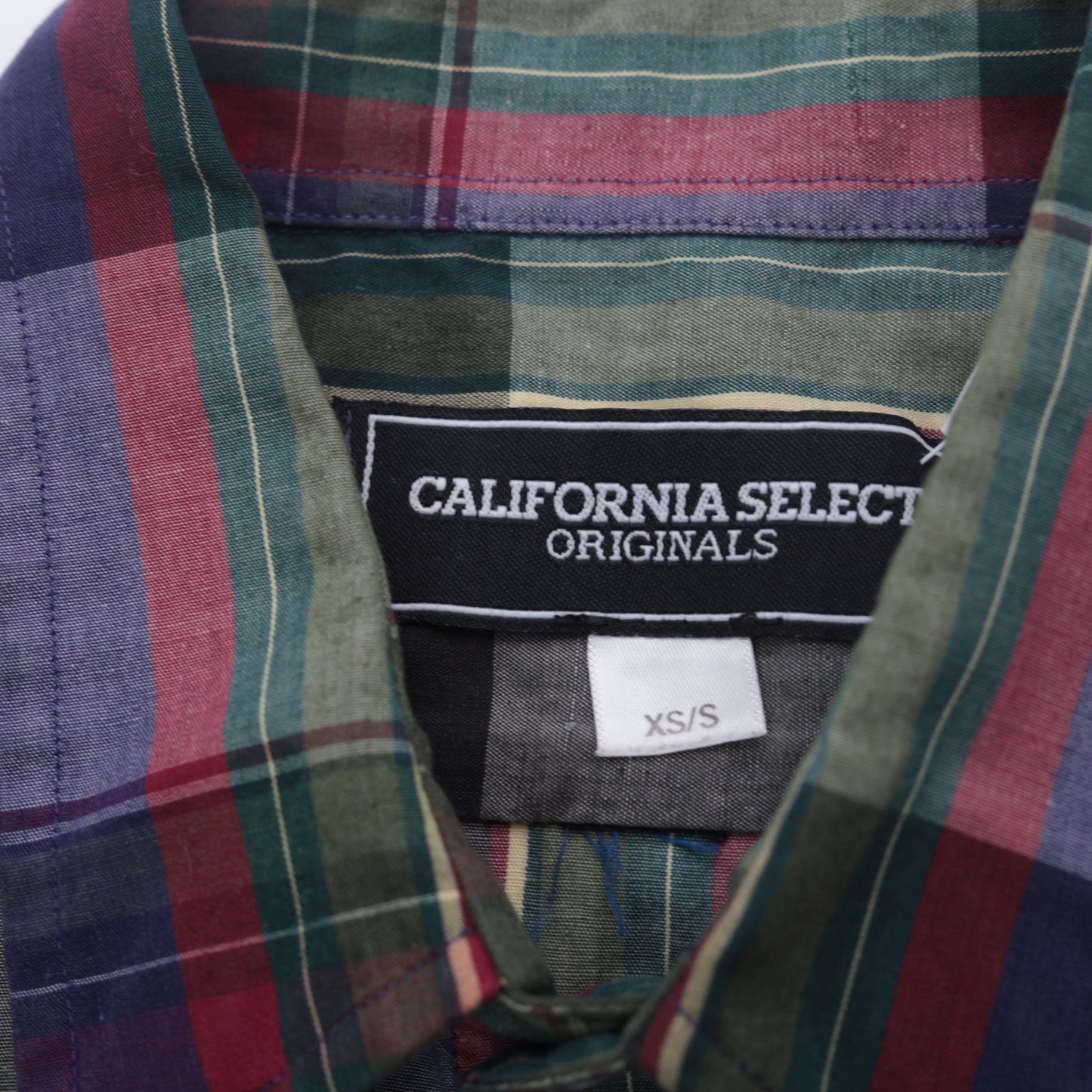 90s Checkered Crop Top Button Up Blouse Tie Waist Cap Sleeve Grey Small XS