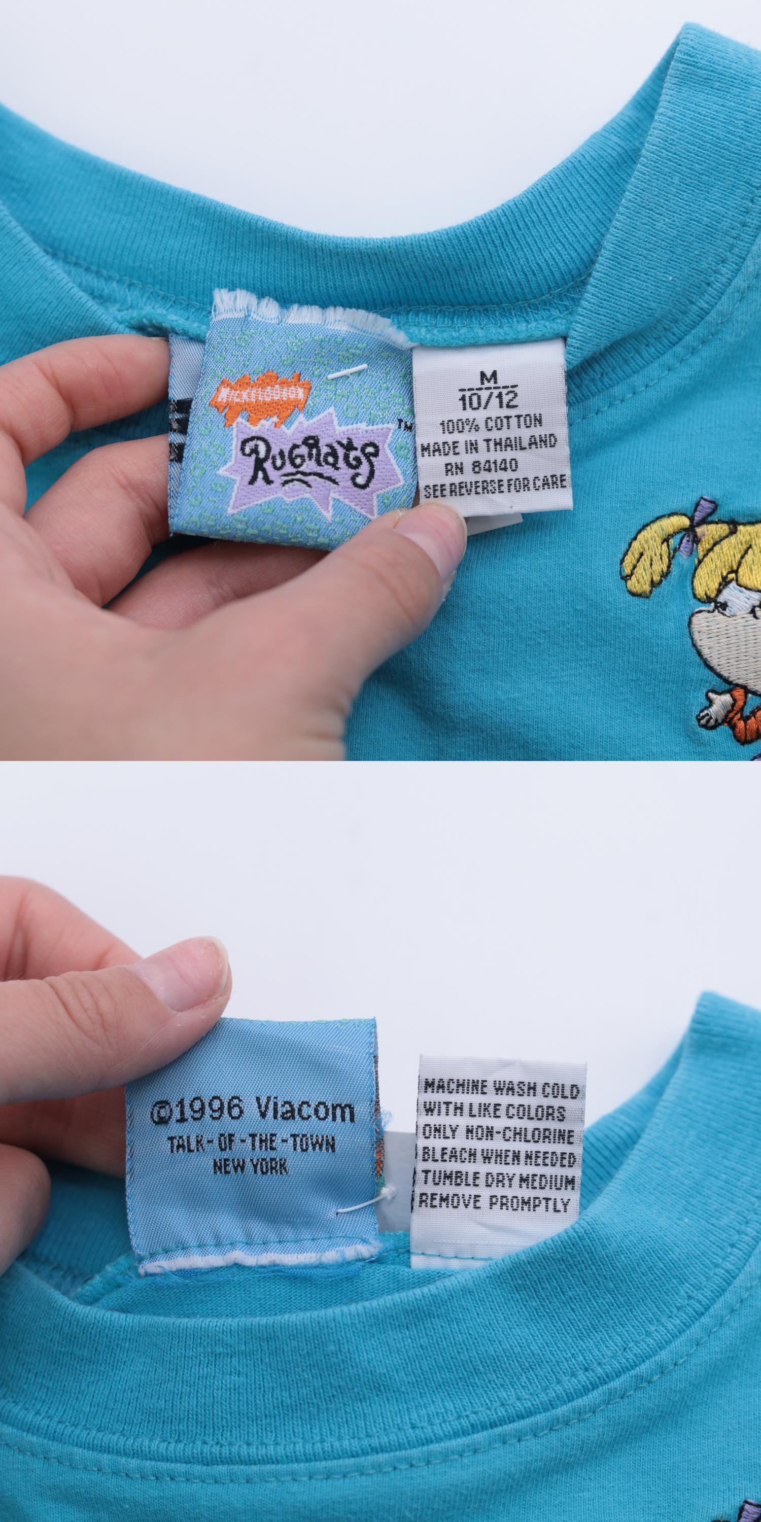 90s Nickelodeon Rugrats Graphic T-Shirt Tommy Angelica Turquoise Cotton XS