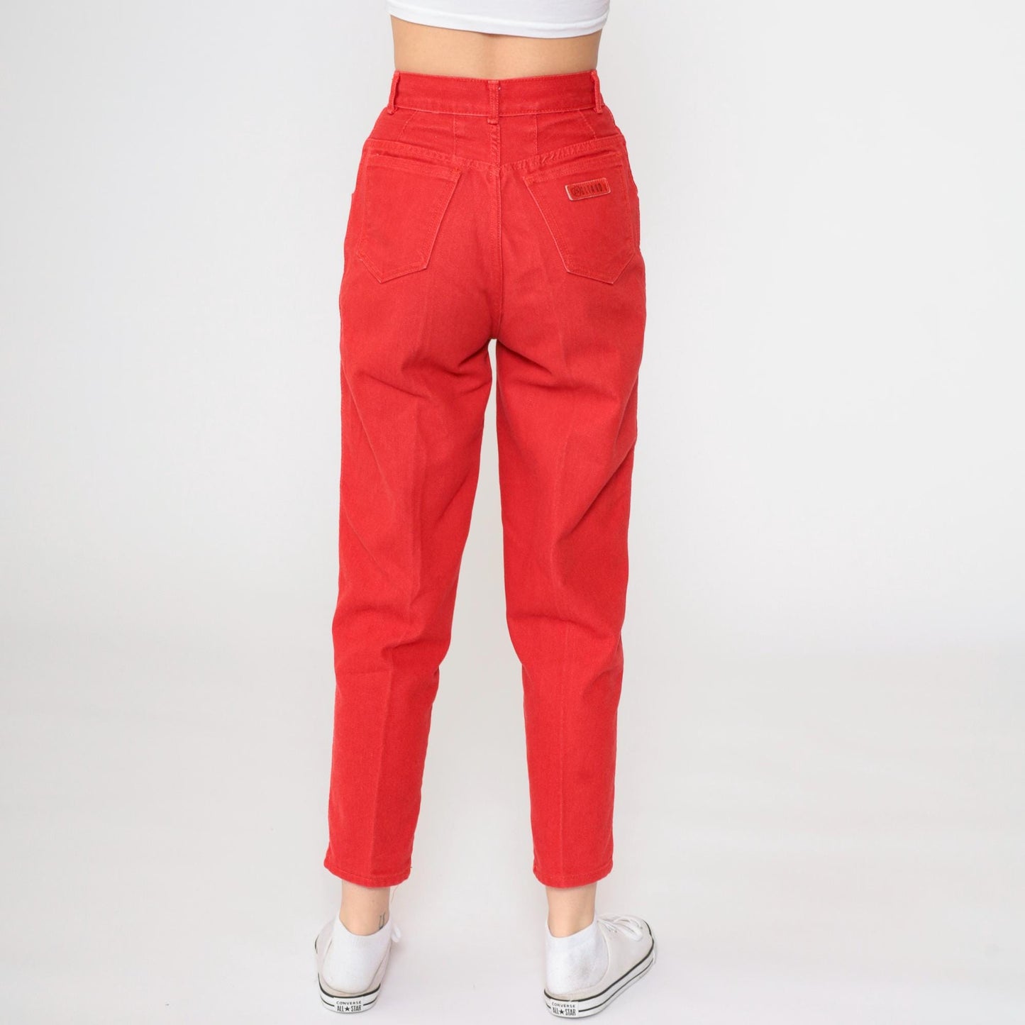 90s Gitano High-Rise Tapered Mom Jeans Red Denim Cropped Extra Small XS