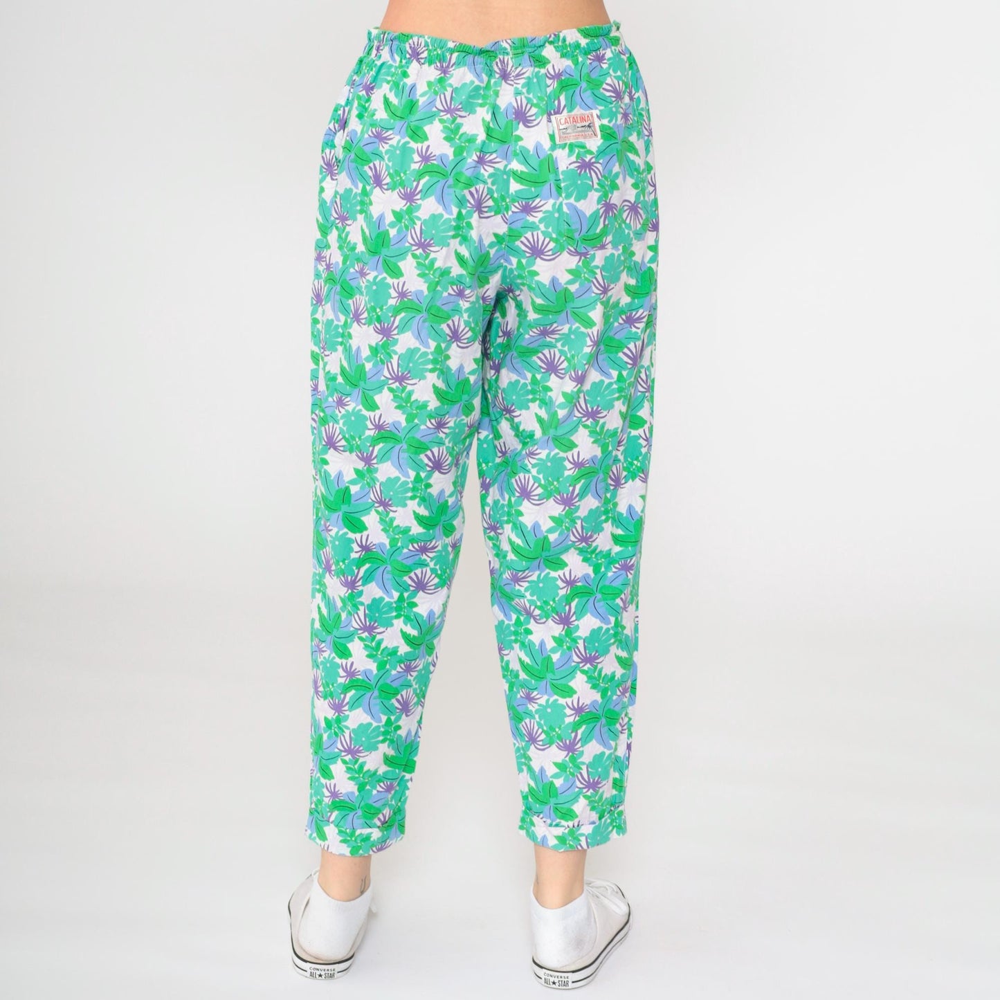 90s Catalina Tropical Floral High-Waist Tapered Pants Small Medium